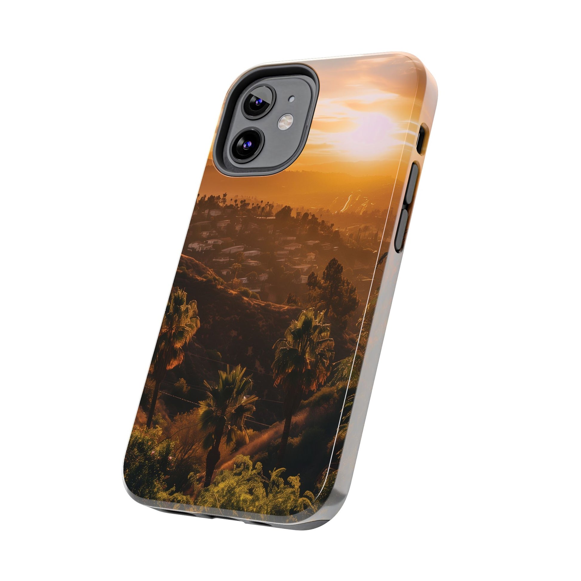 Los Angeles Sunset iPhone Case, Golden Hour Scenic View, Hollywood Hills Sunset Phone Case, Palm Trees Phone Case, iphone 15 pro max case