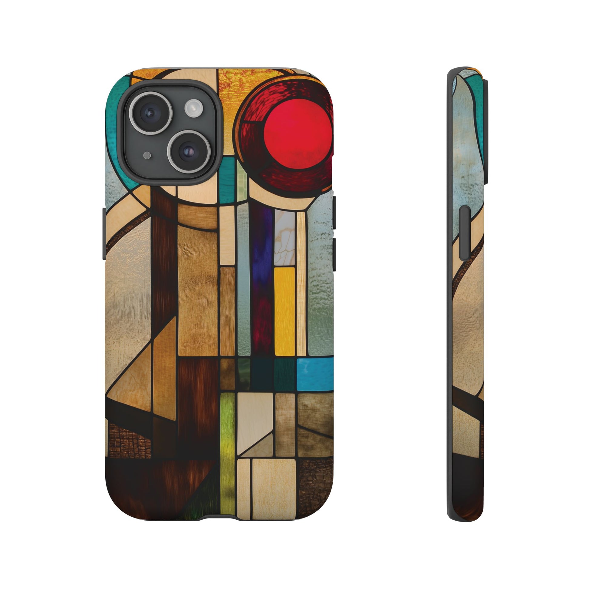 Stained Art Deco Glass Phone Case Frank Lloyd Wright Cottage Core Usonian Prairie Style Geometric Stylish  iPhone 14 15 16 Pro