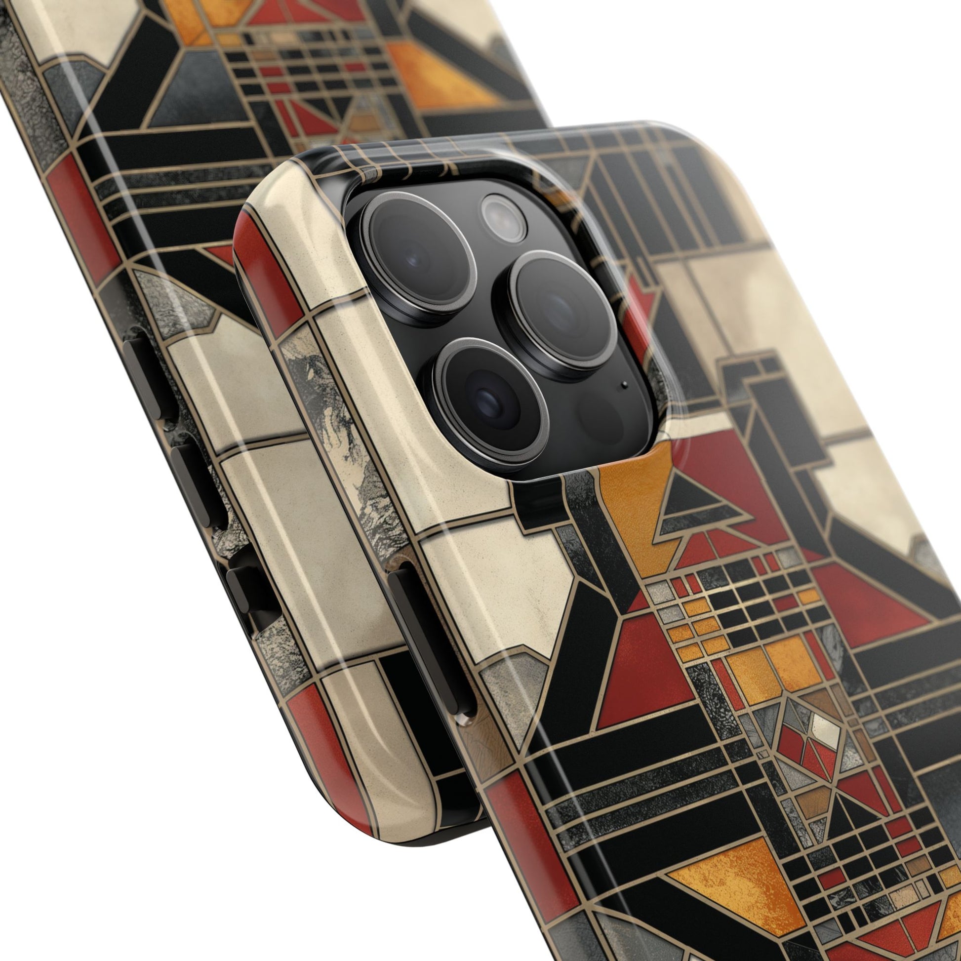 Frank Lloyd Wright Inspired Stained Glass Phone Case - Geometric Elegance for iPhone Models