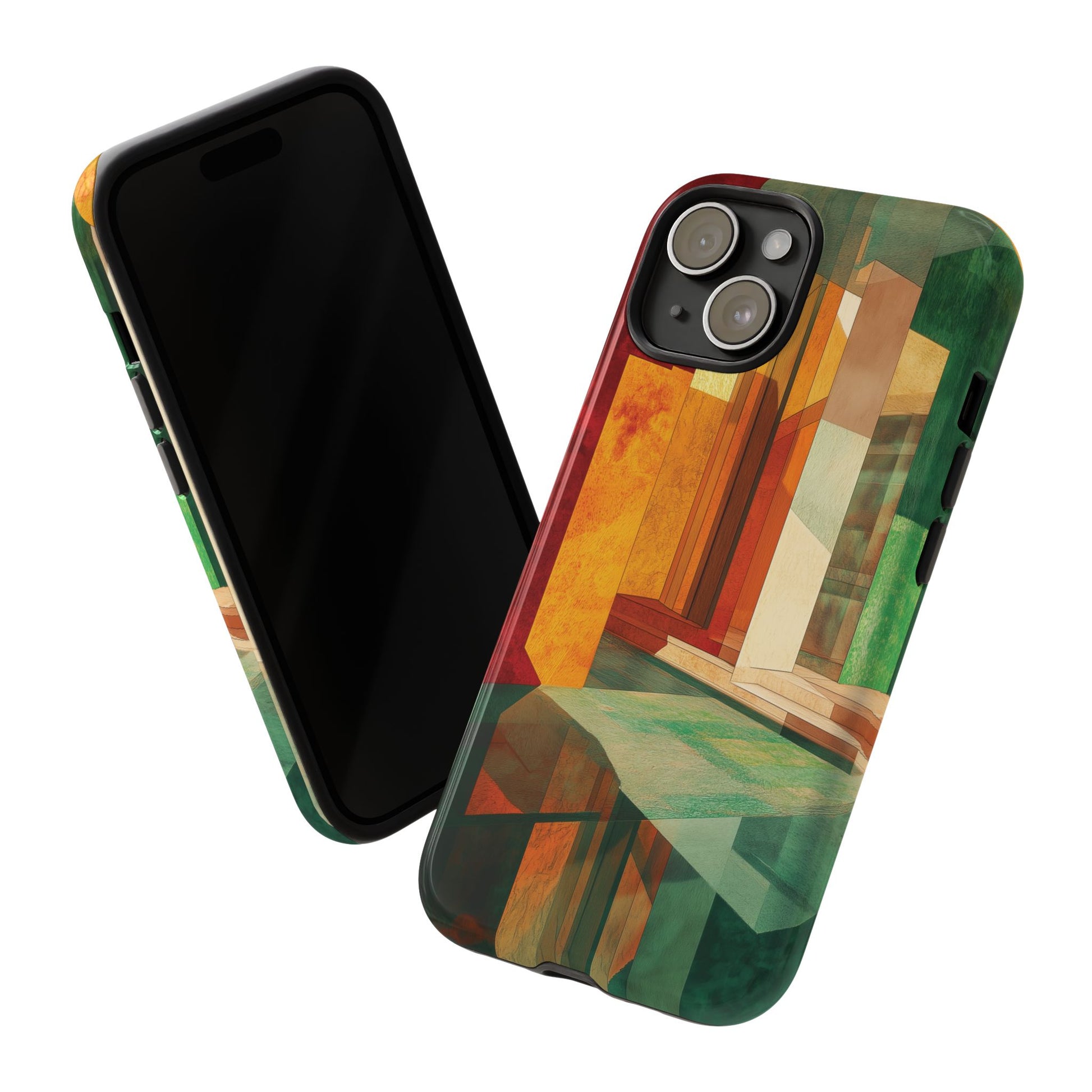 Art Deco Frank Lloyd Wright Inspired Usonian Phone Case Geometric Stained Glass Art Deco Marble Gold 13 14 15 16 iPhone Pro Max Galaxy Pixel