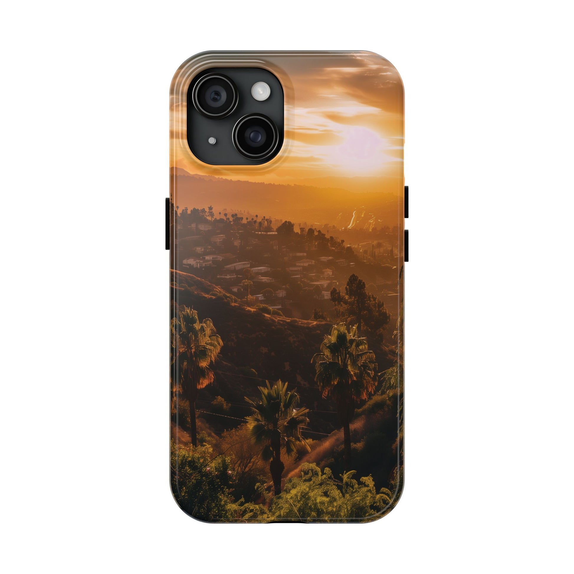 Los Angeles Sunset iPhone Case, Golden Hour Scenic View, Hollywood Hills Sunset Phone Case, Palm Trees Phone Case, iphone 15 pro max case