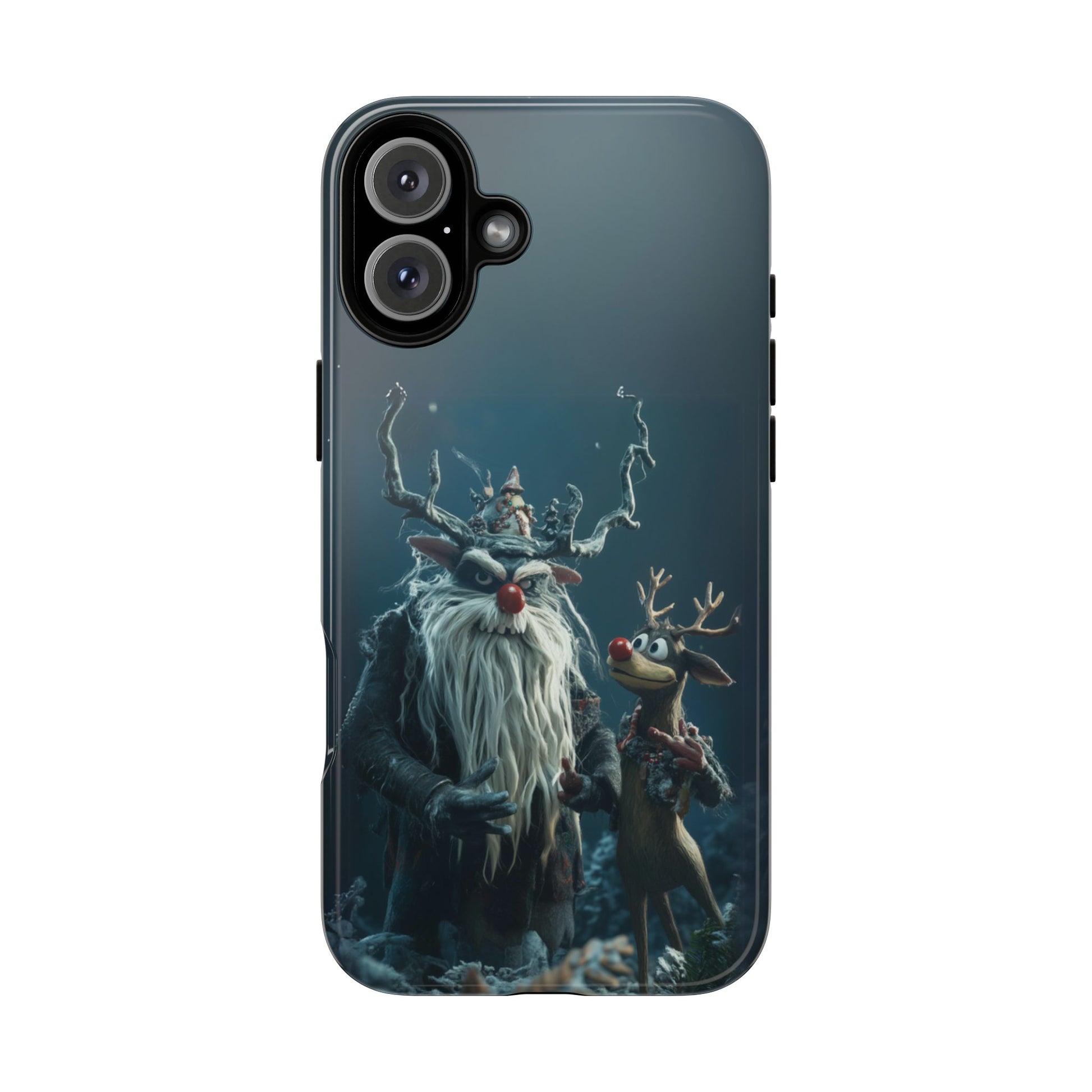 Christmas Rudolph Red Nose Reindeer Krampus Rankin Bass 3D Phone Case Festive Snowflakes iPhone 13 14 15 16 Pro Max Galaxy Pixel