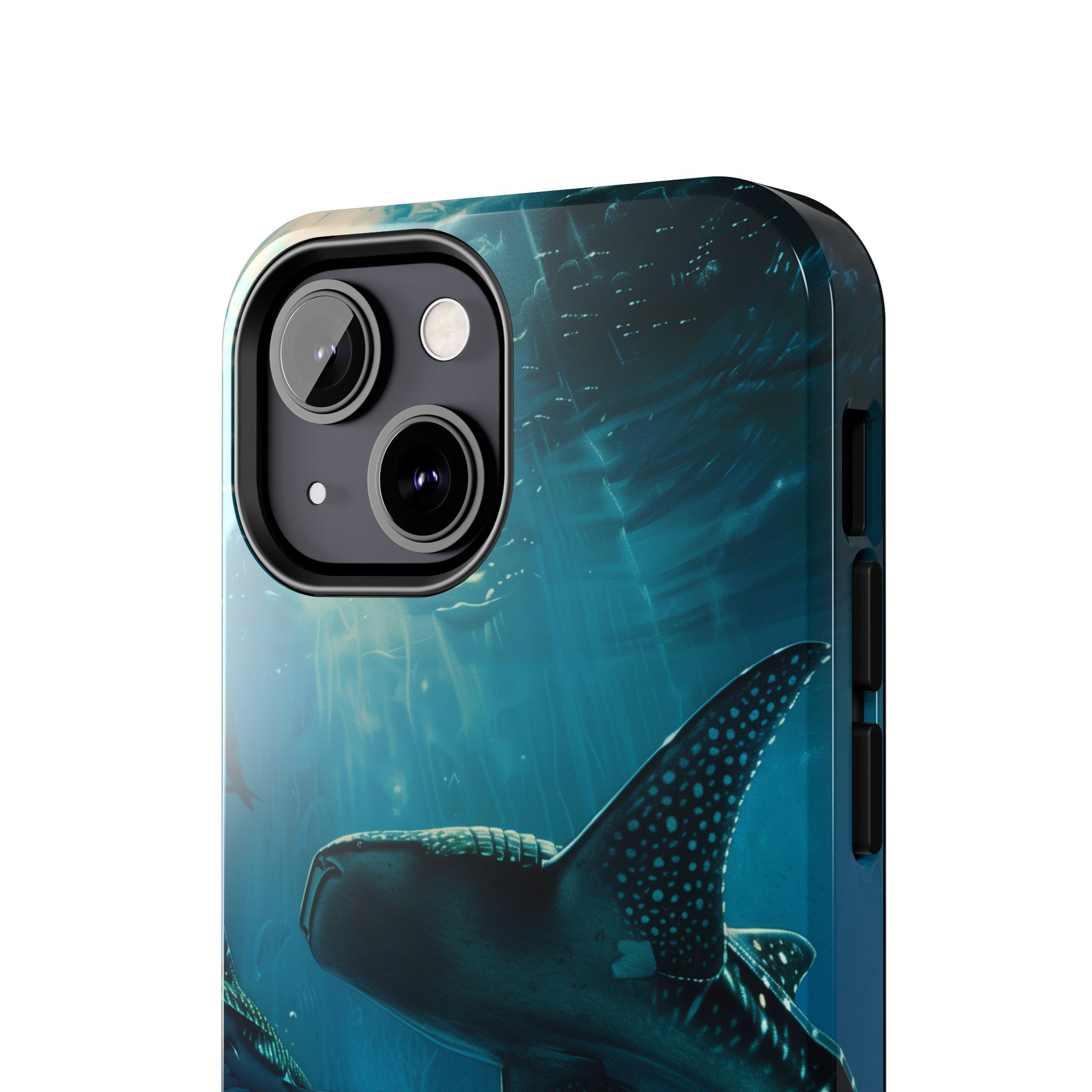 Tranquil Trio: Three Whale Sharks Tough Phone Case