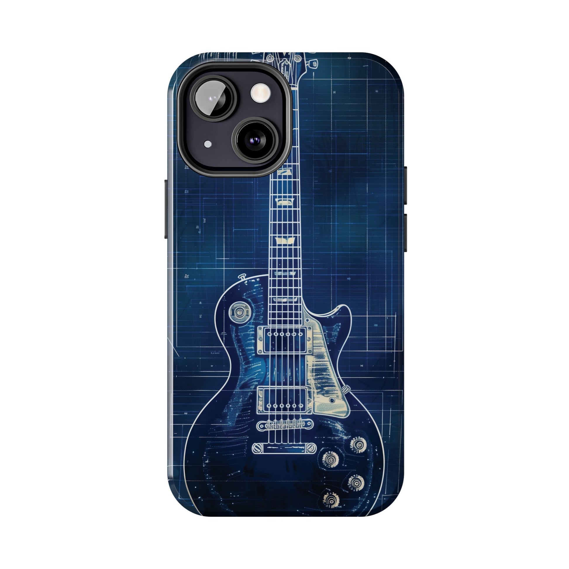 Guitar Phone Case, Guitar Blueprint iPhone Cover, Vintage Guitar Design, Custom iPhone Covers, Rock Music Phone Accessories, Musician Gift