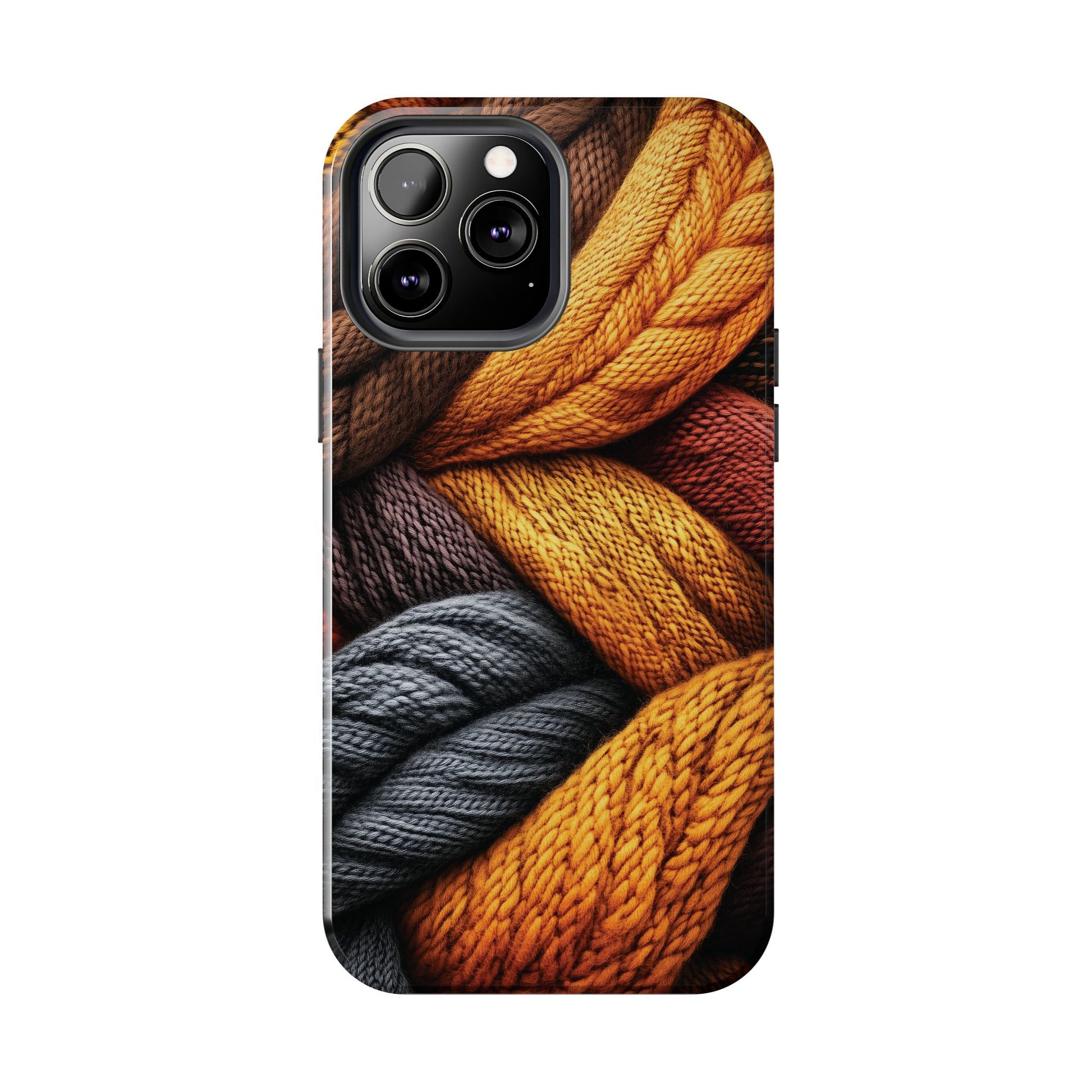 Fall Knit Sweater Cozy Cottagecore Phone Case Boho Embroidered Fall Colors Phone Cover for iPhone 13 14 15 Pro, Samsung Galaxy S22 S23