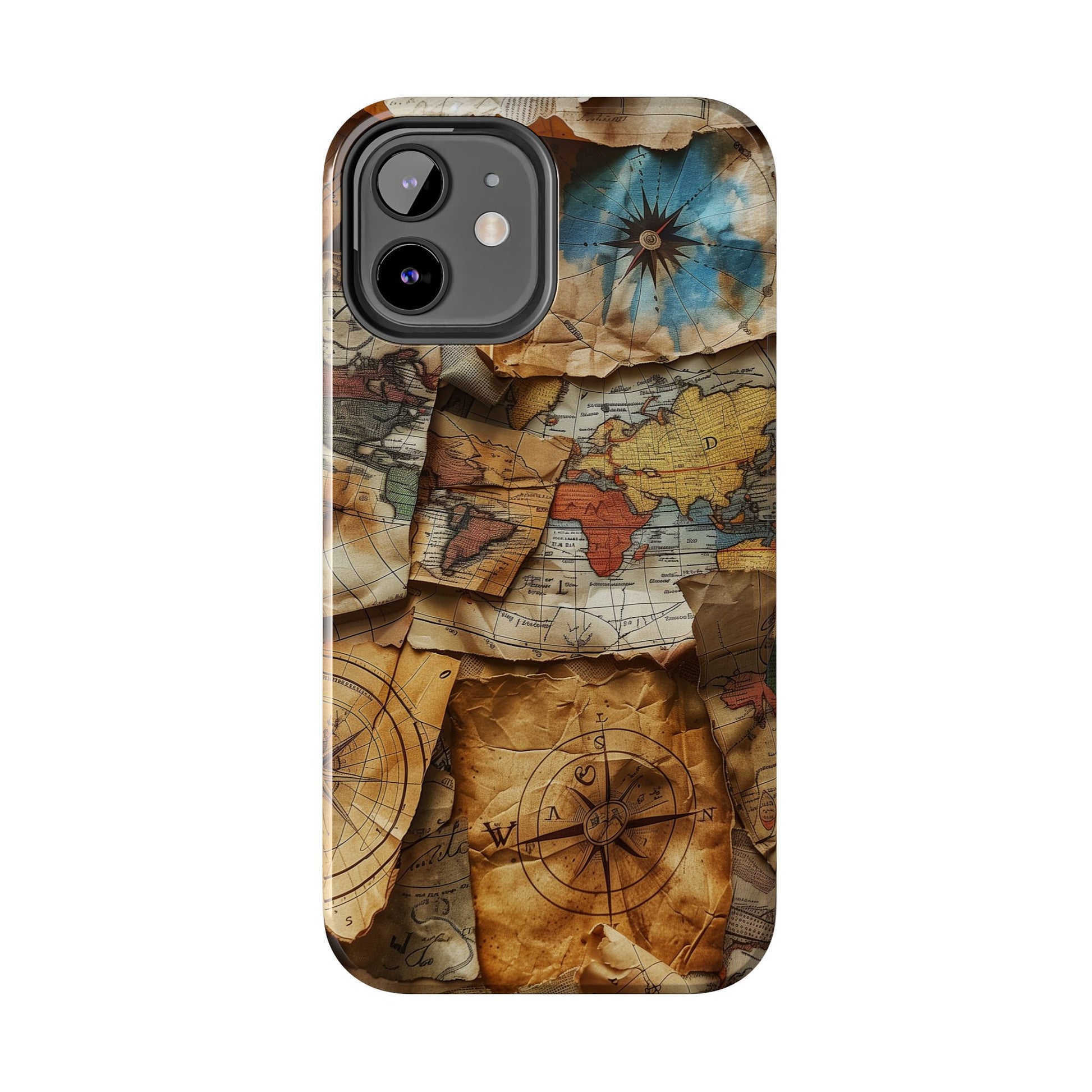 Double Layer Map Phone Case - Protective Phone Case Vintage Map Design - Durable Dual Layer Case with Map Print - Travel Inspired Phone Case