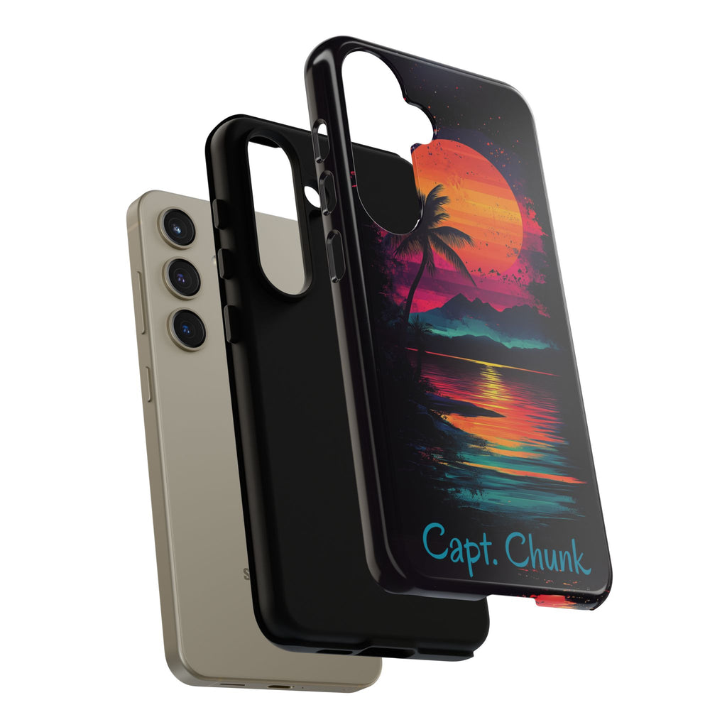Custom Personalized Retro Palm Tree Sunset Phone Case iPhone 14 15 16 Pro Max Galaxy S24 Google Pixel Mountain Beach Fantasy Surfing Neon