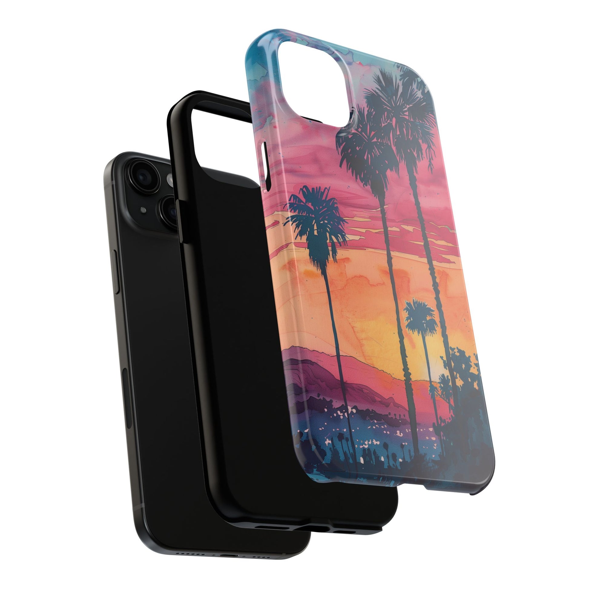 Los Angeles Sunset iPhone Case, Golden Hour Scenic View, Hollywood Hills Sunset Phone Case, Palm Trees Phone Case, iphone 15 pro max case
