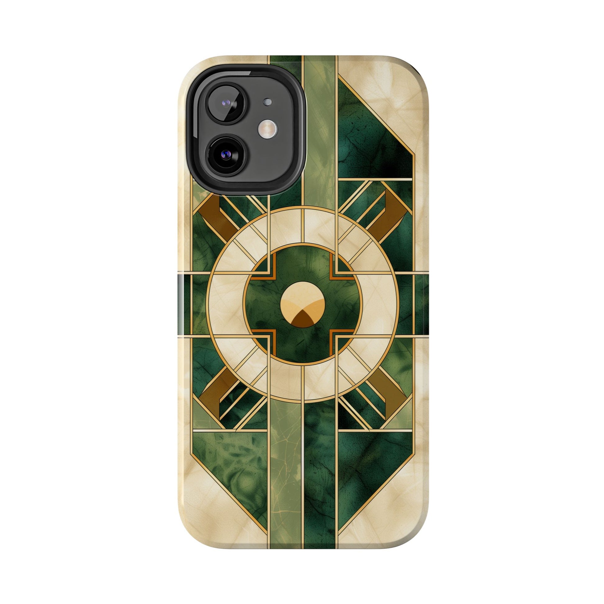 Green Frank Lloyd Wright Inspired Phone Case - Geometric Elegance for iPhone Models