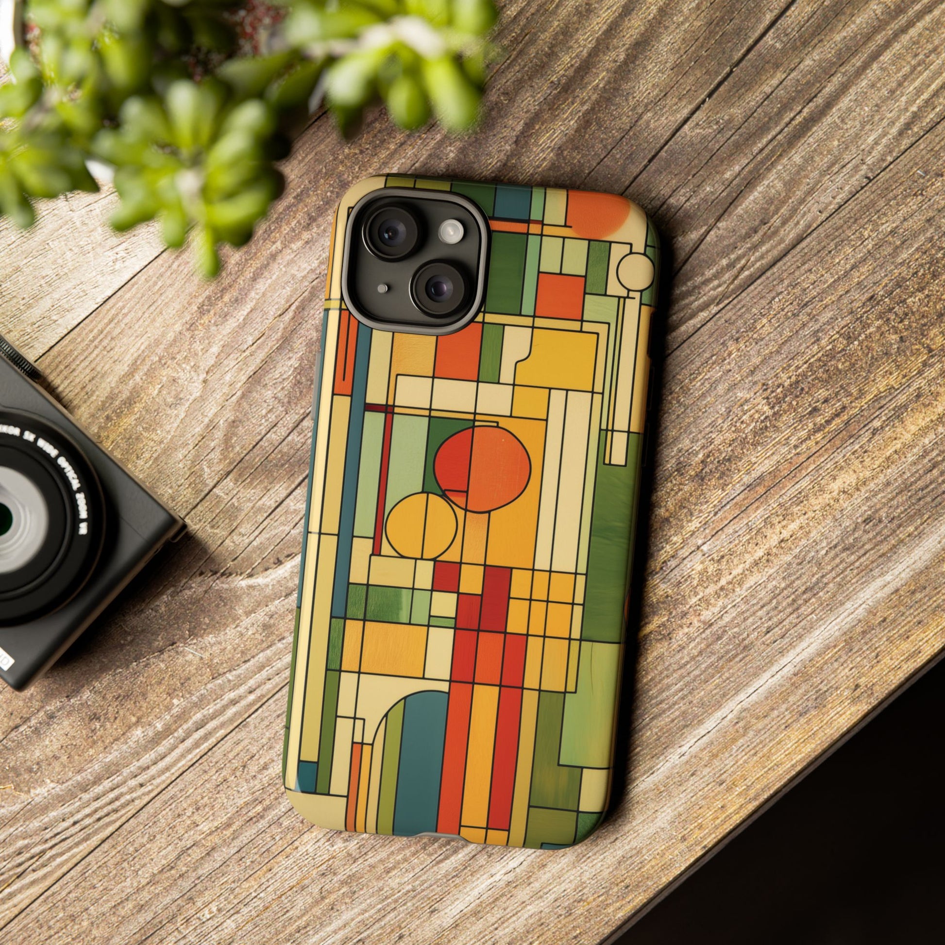 Frank Lloyd Wright Inspired Prairie Style Usonian Phone Case Geometric Stained Glass Art Deco 13 14 15 16 iPhone Pro Max Galaxy Pixel