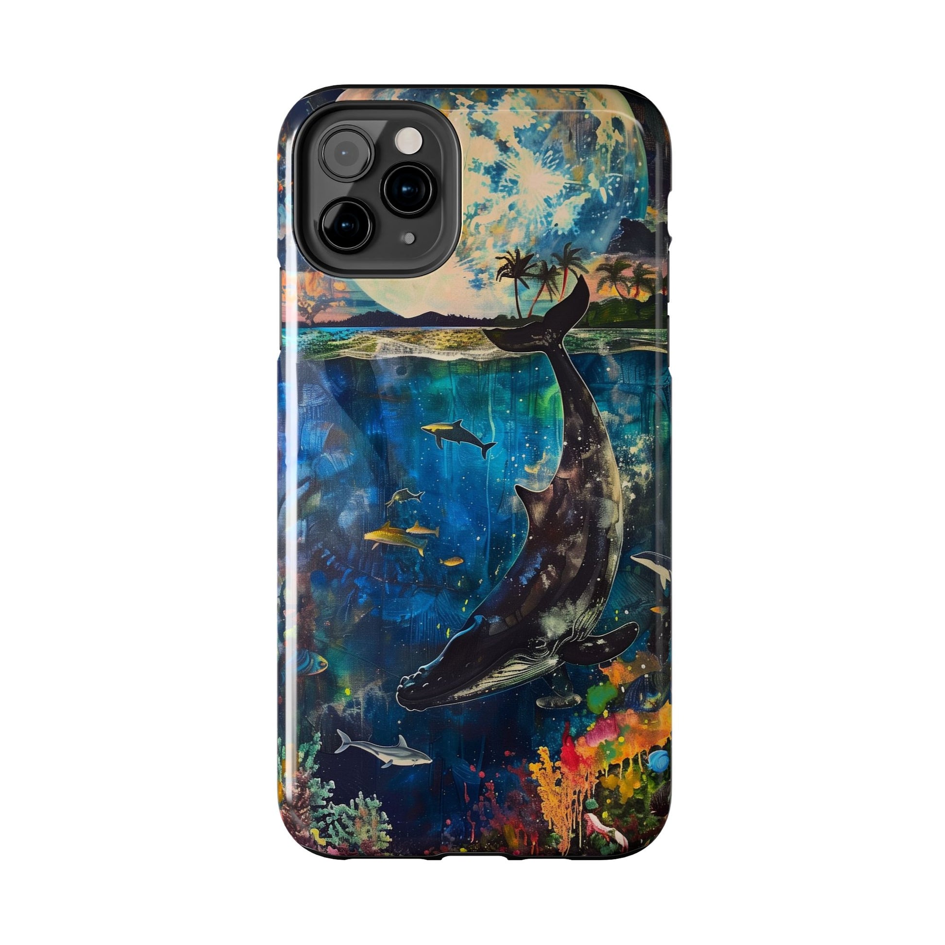 Abstract Moonlit Whale Underwater Phone Case - Durable and Stunning Protective Cover