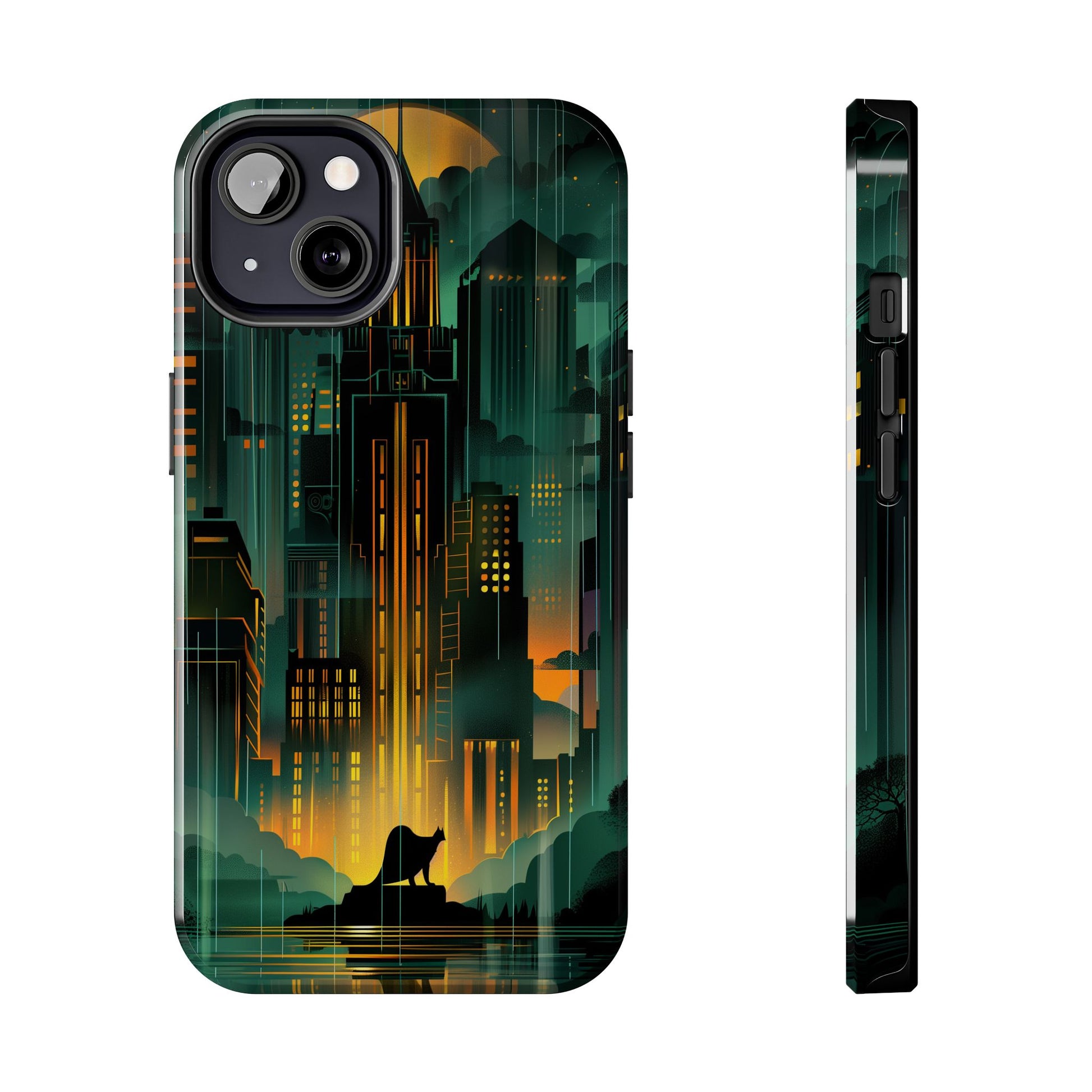 Nighttime Batman Phone Case - Gotham Art Deco Style - Noir Inspired Phone Cover - Dark Knight Accessory