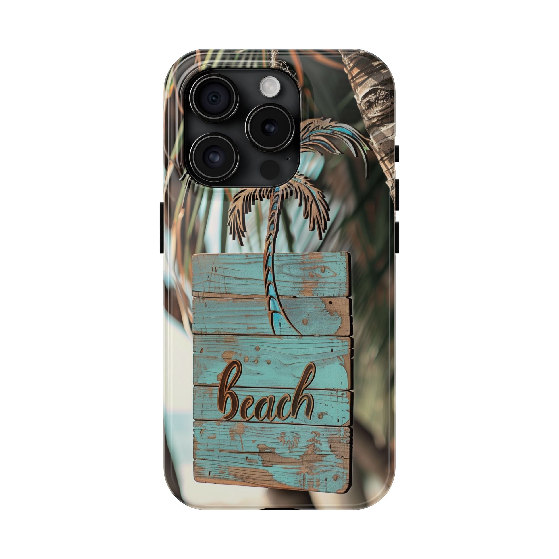 Durable Phone Case with Palm Tree Charm