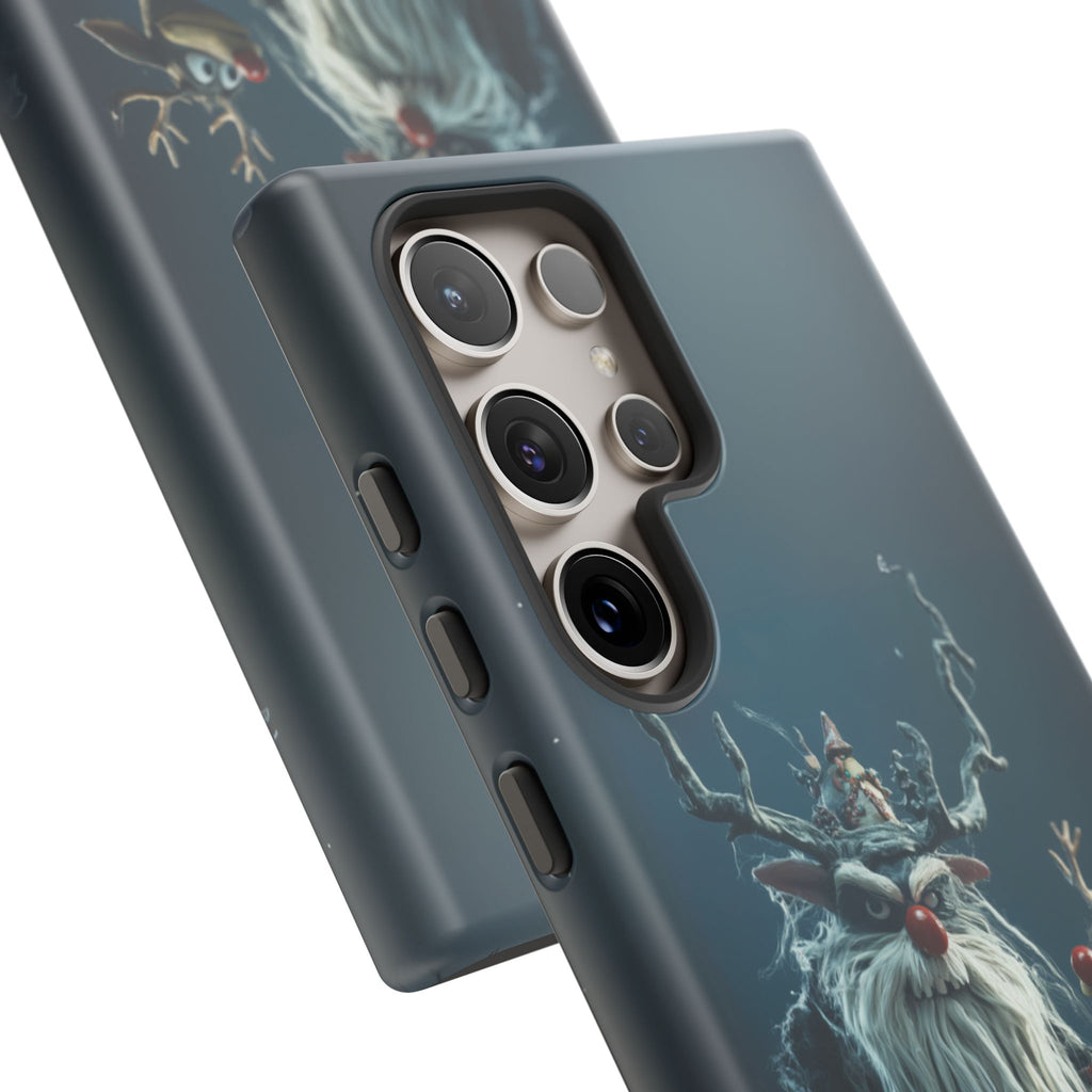 Christmas Rudolph Red Nose Reindeer Krampus Rankin Bass 3D Phone Case Festive Snowflakes iPhone 13 14 15 16 Pro Max Galaxy Pixel