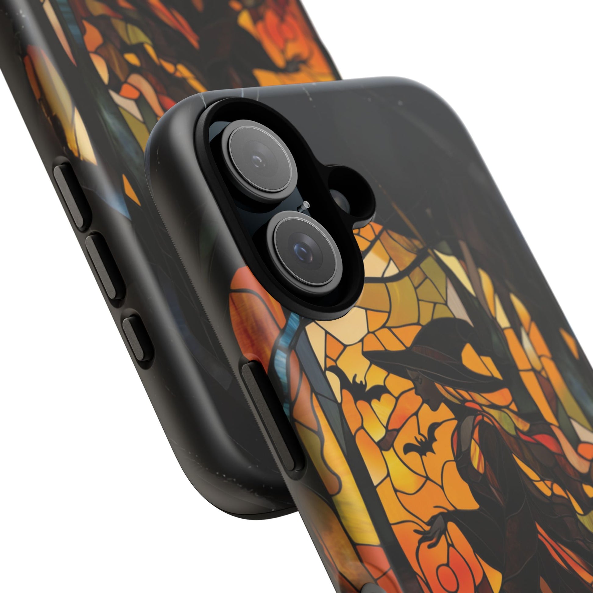 Halloween Witch Stained Glass Effect Dark Academia Spooky Fall Witchy Pumpkin Bats Seasonal Fall Mosaic Case iPhone 13 14 15 16 Pro Max