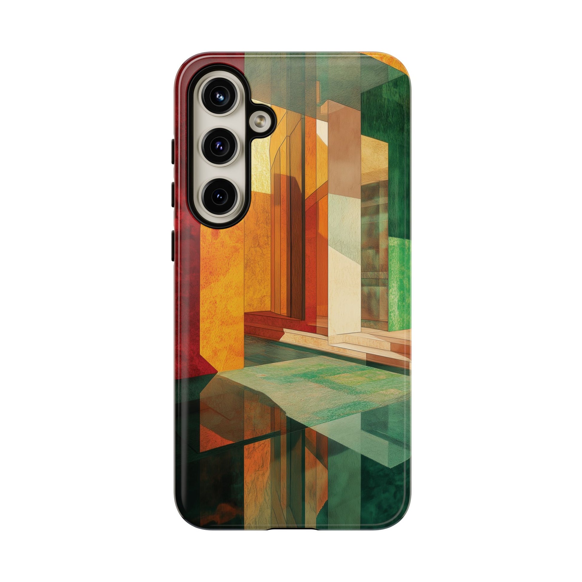 Art Deco Frank Lloyd Wright Inspired Usonian Phone Case Geometric Stained Glass Art Deco Marble Gold 13 14 15 16 iPhone Pro Max Galaxy Pixel
