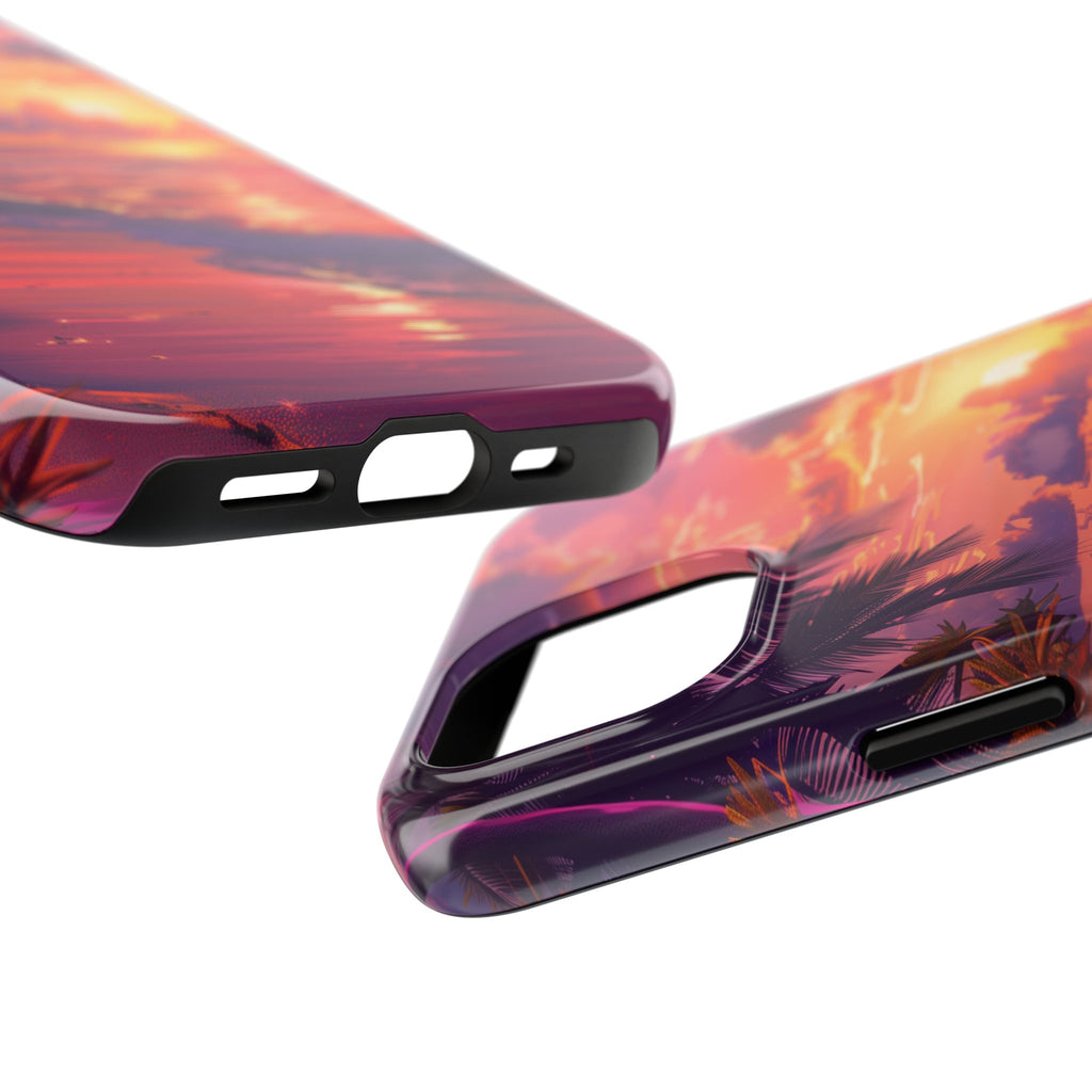 Tough Beach Scene Sunrise - Durable Case Lisa Frank Inspired Beach Art - Vibrant Beach Design - Colorful Phone Case for Beach Lovers