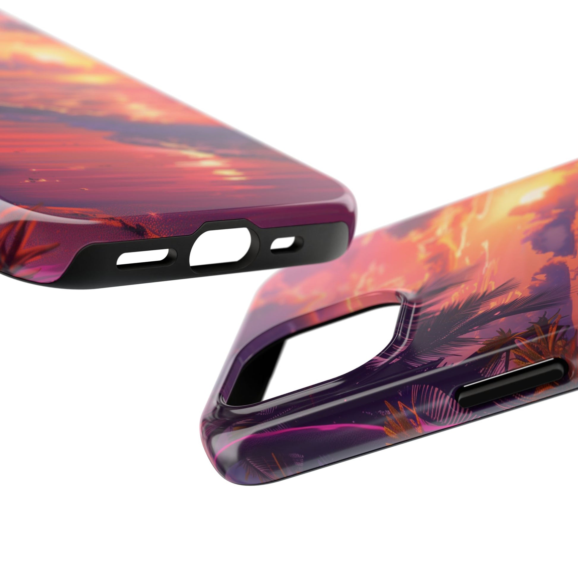 Tough Beach Scene Sunrise - Durable Case Lisa Frank Inspired Beach Art - Vibrant Beach Design - Colorful Phone Case for Beach Lovers