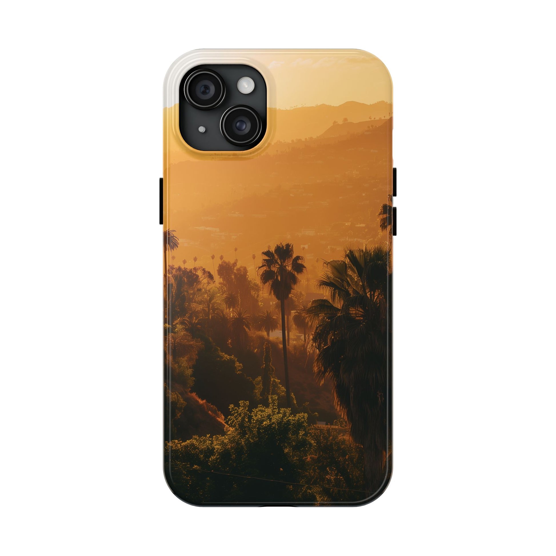 Los Angeles Sunset iPhone Case, Golden Hour Scenic View, Hollywood Hills Sunset Phone Case, Palm Trees Phone Case, iphone 15 pro max case