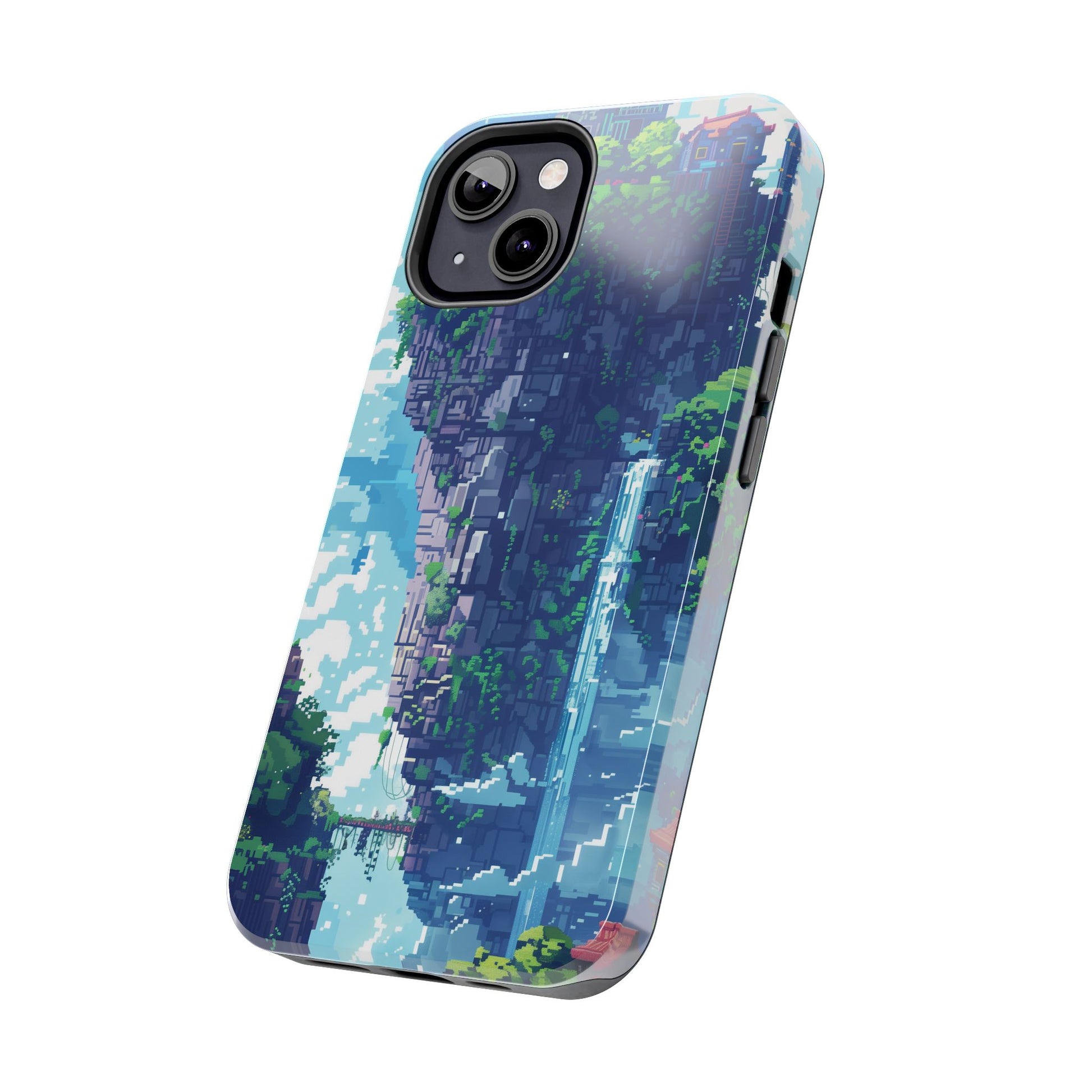 Pixel Art Video Game Landscapes Phone Case, Retro Gaming Pixelated Design, Geeky Gamer Phone Cover, Unique Video Game Art Accessories