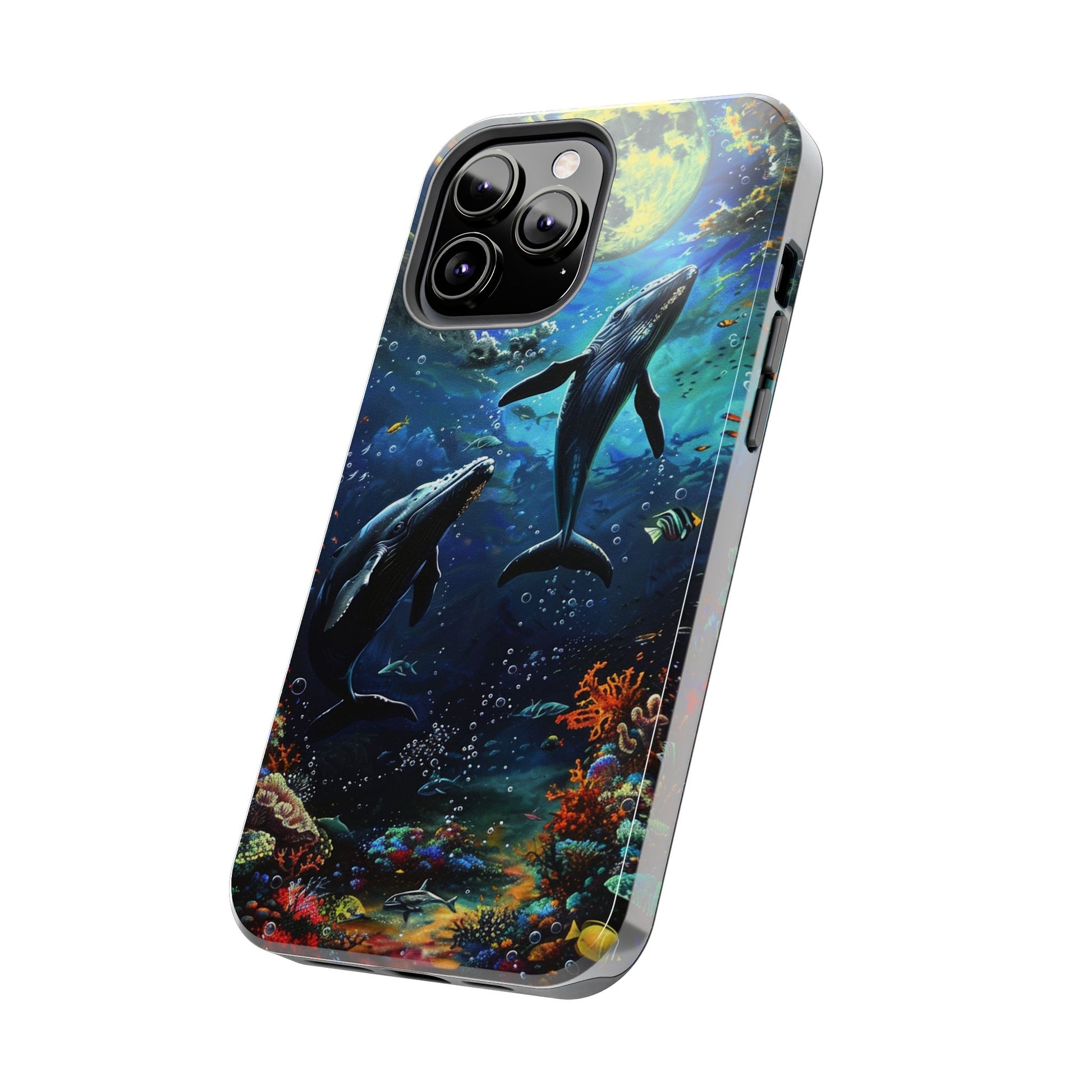 Moonlit Whales Underwater Phone Case - Durable and Stunning Protective Cover