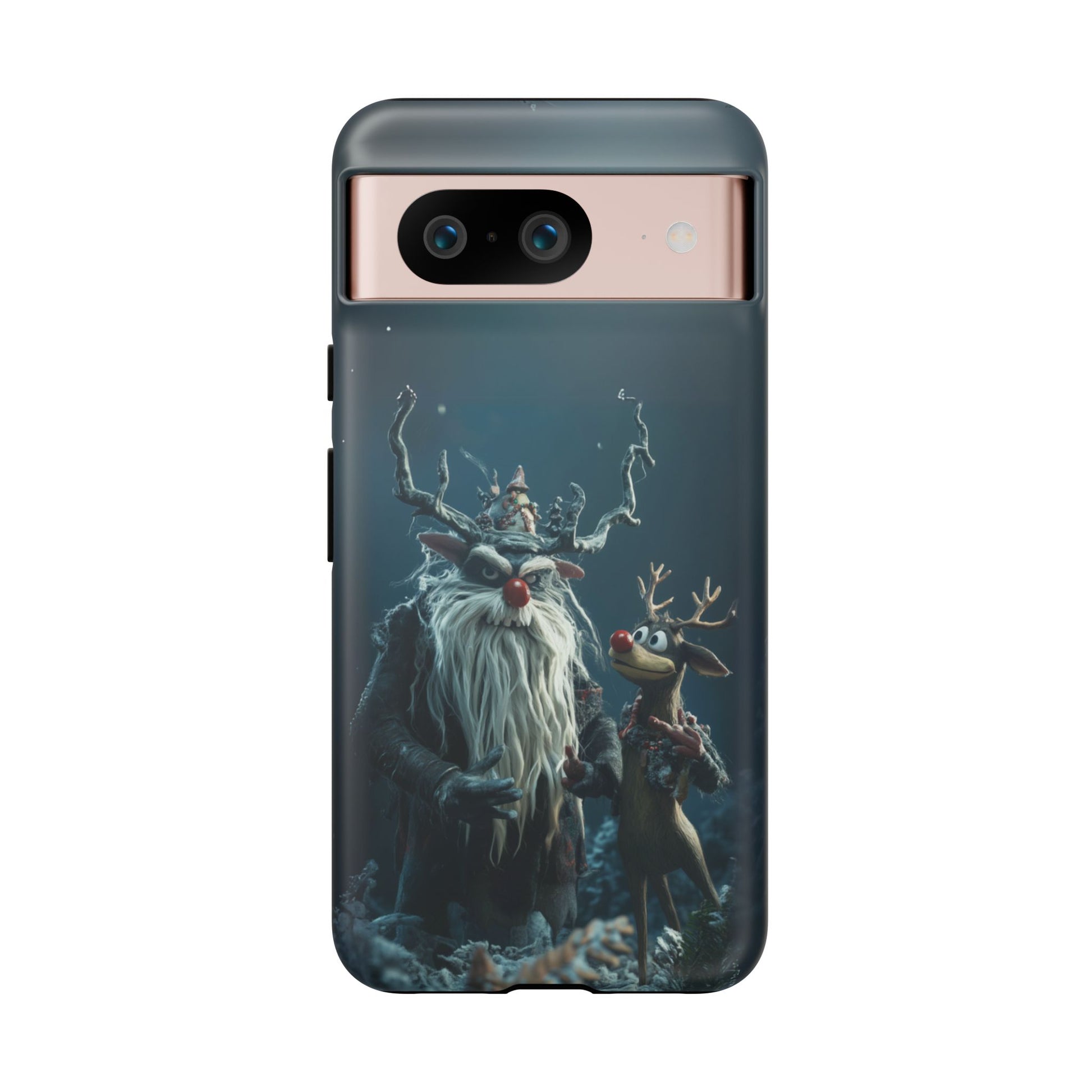 Christmas Rudolph Red Nose Reindeer Krampus Rankin Bass 3D Phone Case Festive Snowflakes iPhone 13 14 15 16 Pro Max Galaxy Pixel