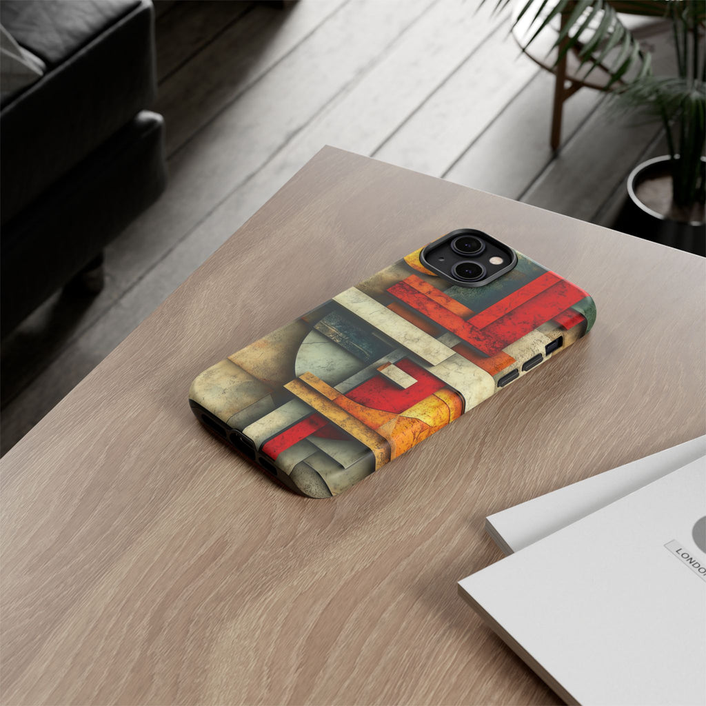Red Prairie Style Frank Lloyd Wright Usonian Phone Case Geometric Stained Glass Art Deco Marble Gold 13 14 15 16 iPhone Pro Max Galaxy Pixel