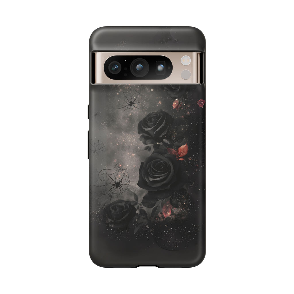 Gothic Floral Phone Case Dark Academia Black Roses Spider Webs Space Witchcraft Night Sky iPhone 13 14 15 16 Pro Max Galaxy Pixel