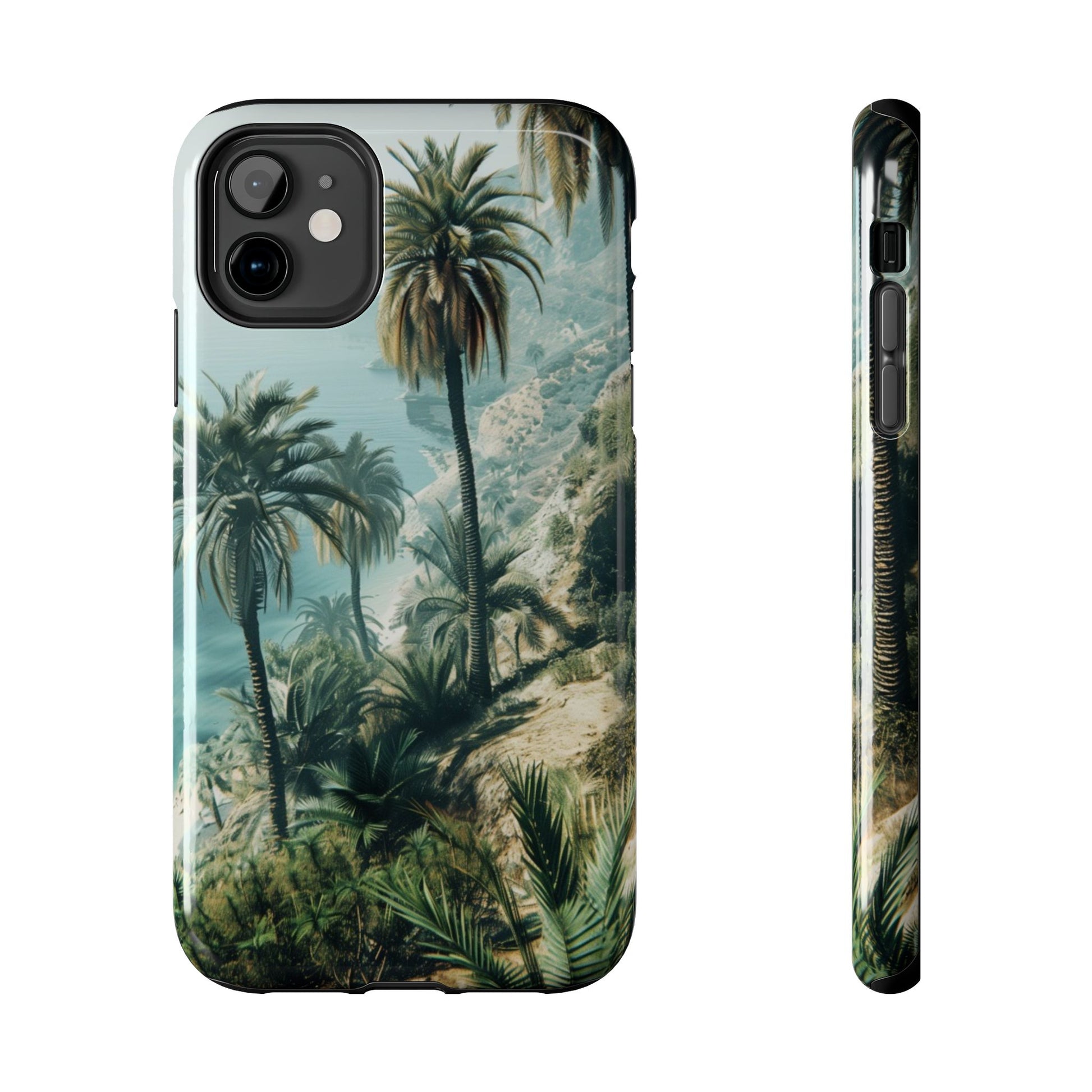 Coastal Breeze: Durable iPhone Case with Ocean View and Palm Trees