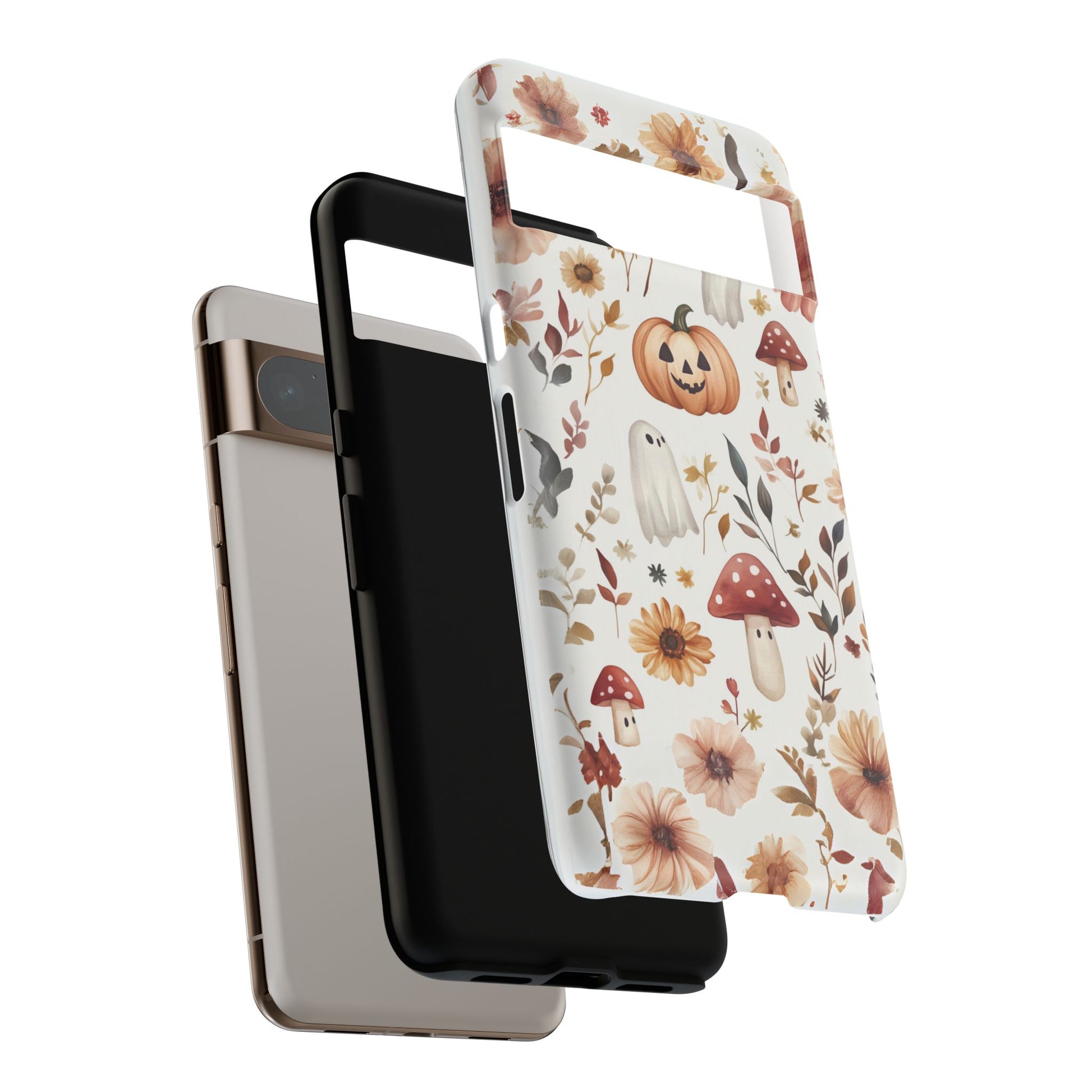 Cottagecore Fall Floral Phone Case for iPhone Samsung Pixel Autumn Pumpkin Tough Case iPhone 16 15 14 13 Pro Max