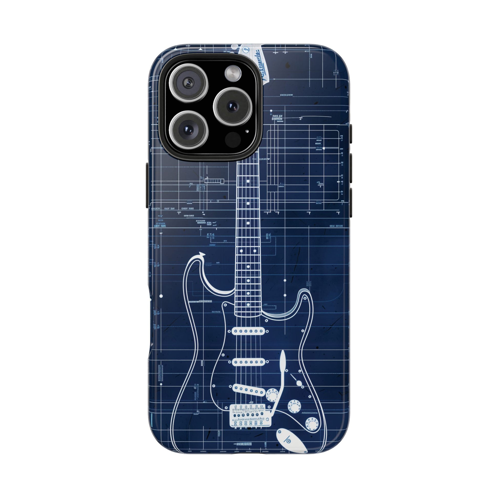 Guitar Phone Case, Guitar Blueprint iPhone Cover, Vintage Guitar Design, Custom iPhone Covers, Rock Music Phone Accessories, Musician Gift