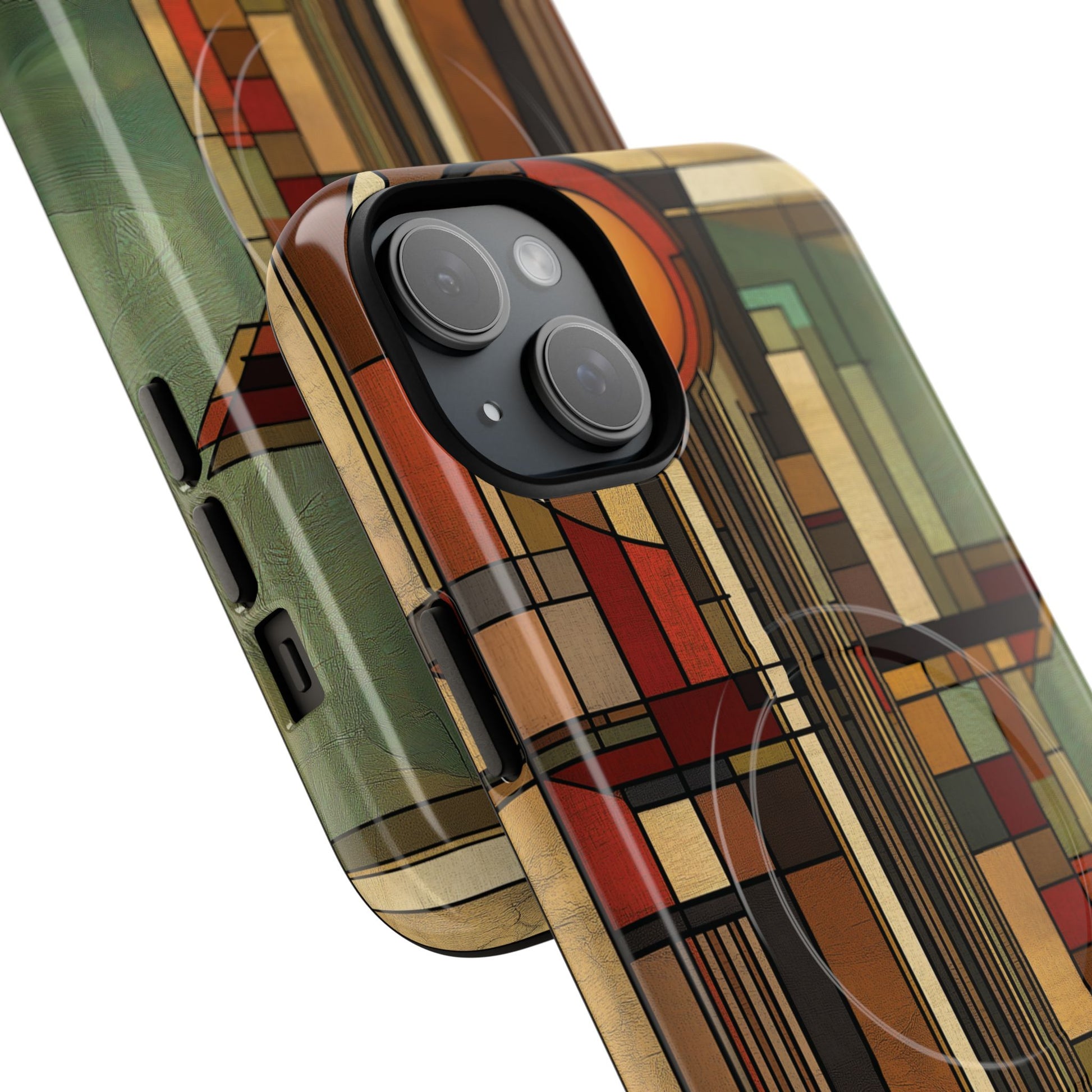 Magsafe Prairie Style Frank Lloyd Wright Usonian Phone Case Geometric Stained Glass Art Deco Marble 14 15 16 iPhone Pro Max