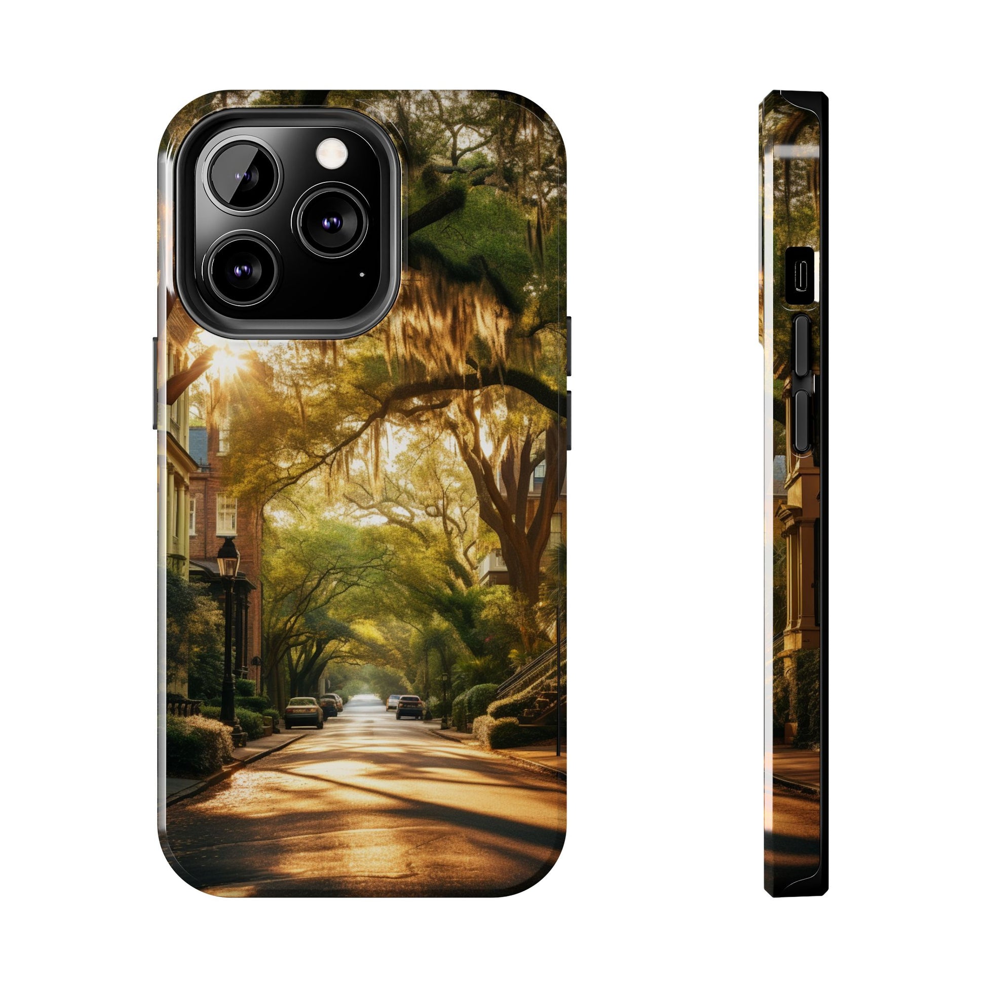 Historic Savannah Georgia Street Scene Phone Case - Unique Protective Cover for iPhone Models, Perfect Souvenir or Gift