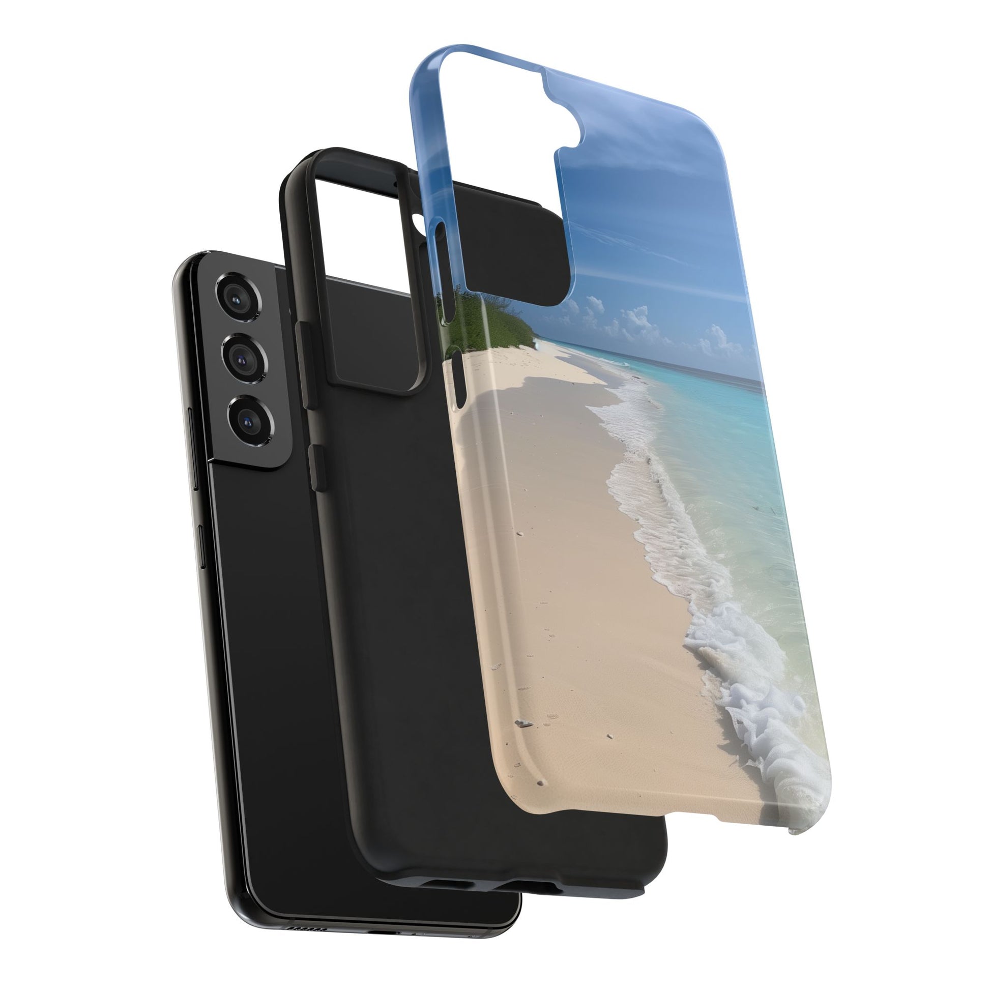 Ocean Beach Scene Phone Case White Sand Turquoise Water iPhone 13 14 15 16 Pro Max Plus Samsung Galaxy S23 Sunset Sunshine Oceanfront Cruise