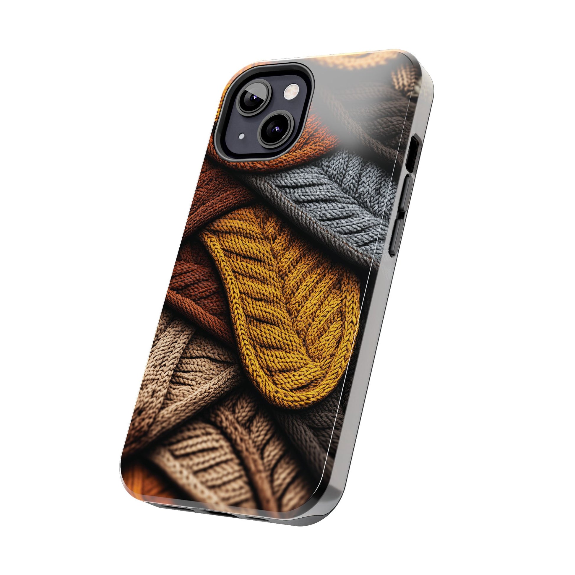 Cottagecore Fall Knit Sweater Cozy Phone Case Boho Embroidered Fall Colors Phone Cover for iPhone 13 14 15 Pro, Samsung Galaxy S22 S23