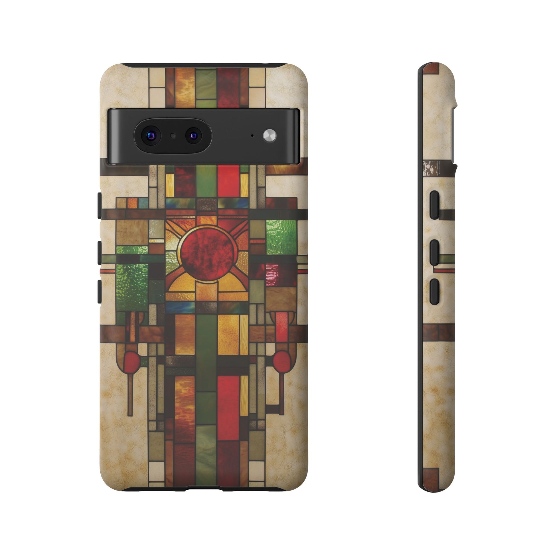 Art Deco Stained Glass Phone Case Frank Lloyd Wright Cottage Core Usonian Prairie Style Geometric Stylish  iPhone 14 15 16 Pro