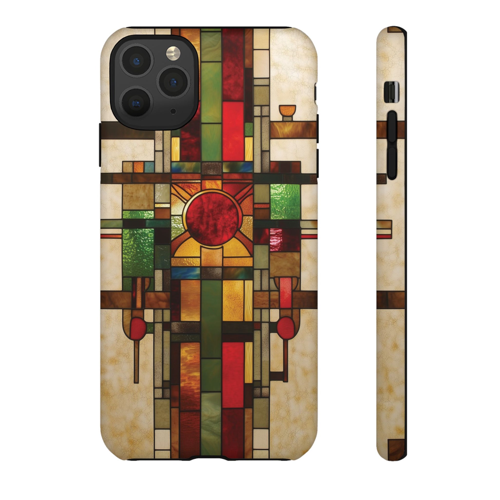 Art Deco Stained Glass Phone Case Frank Lloyd Wright Cottage Core Usonian Prairie Style Geometric Stylish  iPhone 14 15 16 Pro