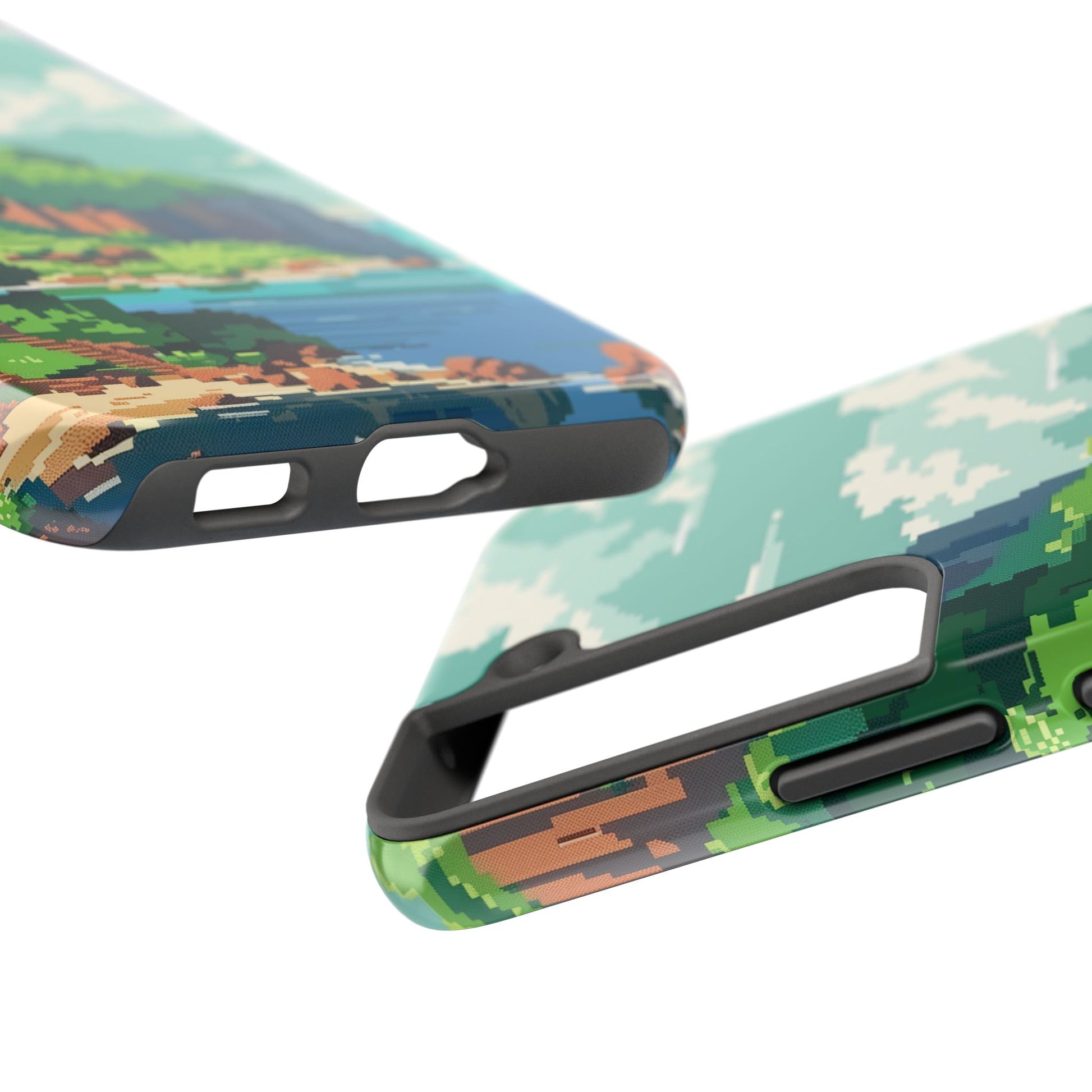 Pixel Art Video Game Landscapes Phone Case, Retro Gaming Pixelated Design, Geeky Gamer Phone Cover, Unique Video Game Art Accessories