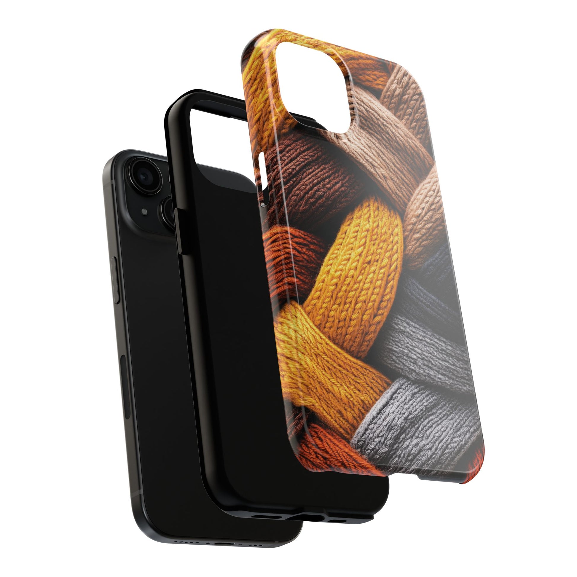 Cozy Boho Fall Knit Sweater Cottagecore Phone Case Boho Embroidered Fall Colors Phone Cover for iPhone 13 14 15 Pro, Samsung Galaxy S22 S23