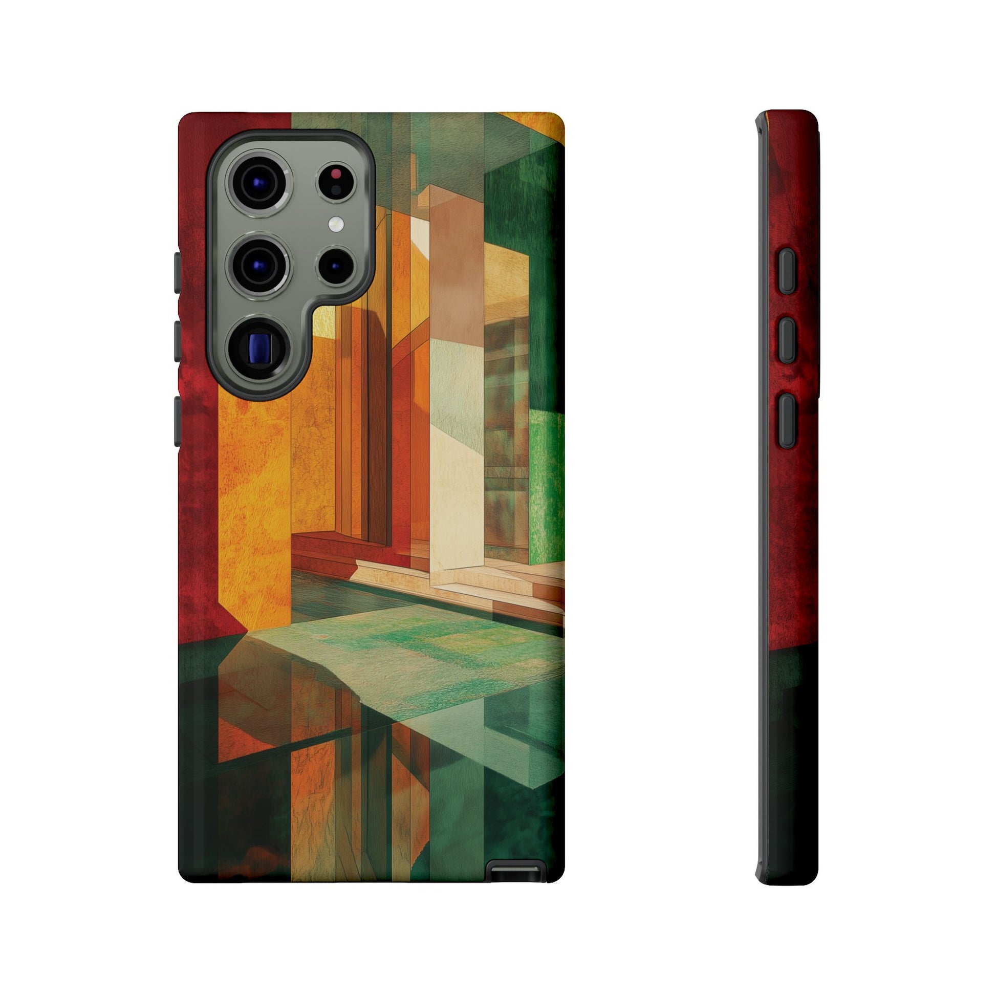 Art Deco Frank Lloyd Wright Inspired Usonian Phone Case Geometric Stained Glass Art Deco Marble Gold 13 14 15 16 iPhone Pro Max Galaxy Pixel