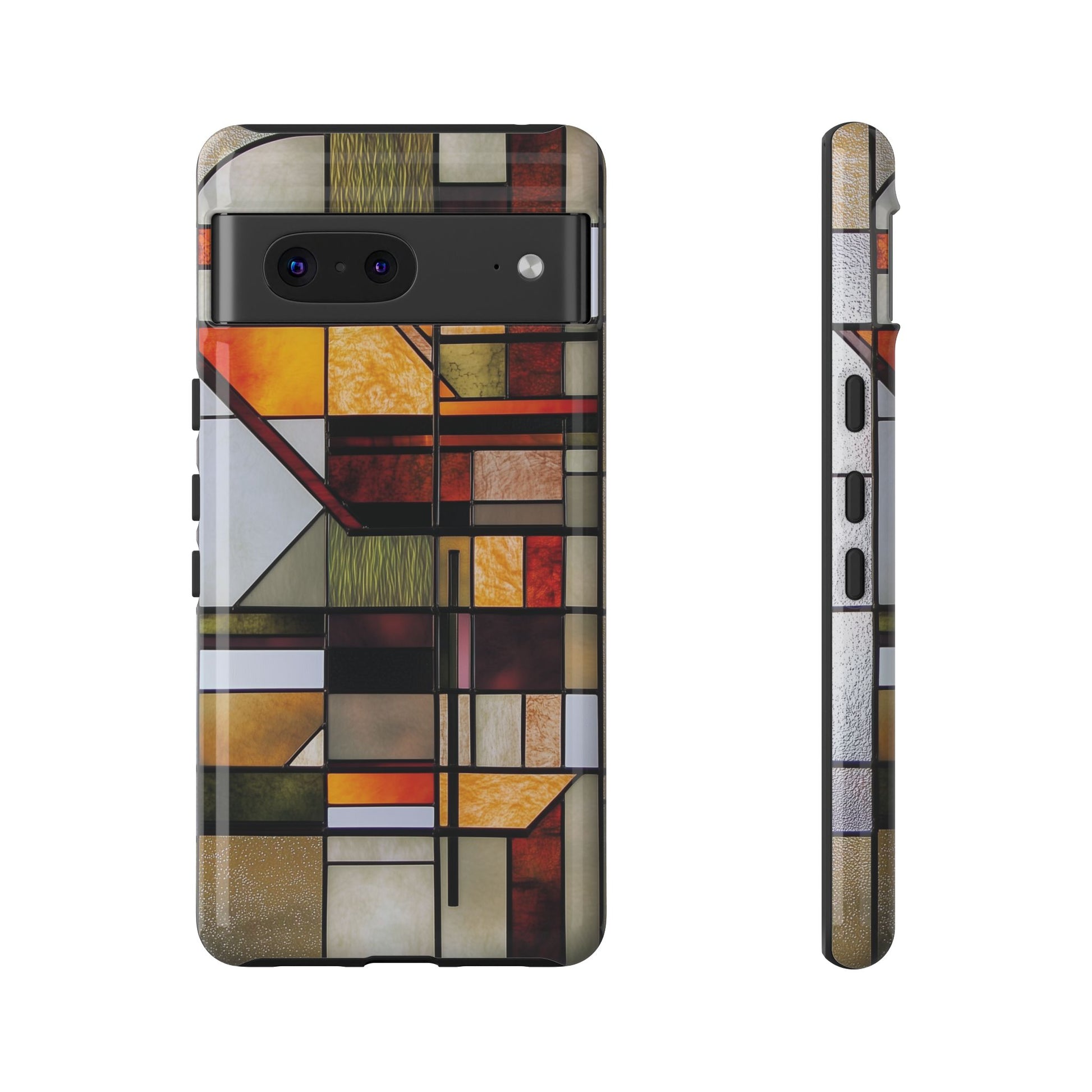 Stained Glass Phone Case Art Deco Frank Lloyd Wright Cottage Core Usonian Prairie Style Geometric Stylish  iPhone 14 15 16 Pro