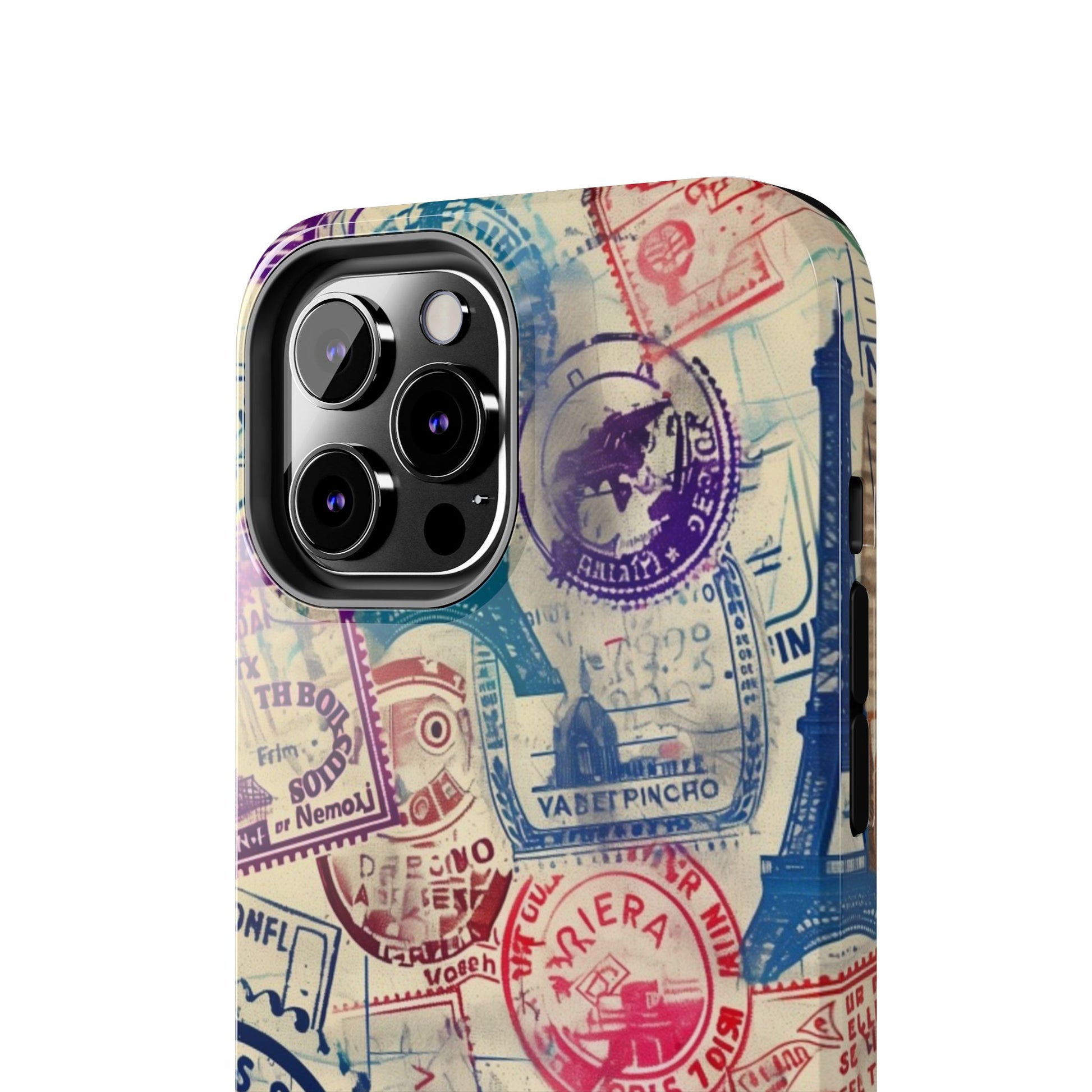 Travel Stamps Tough Phone Case - Durable Vintage Travel Stamps Design - Adventure Inspired Phone Case - Protective Case with travel stamps