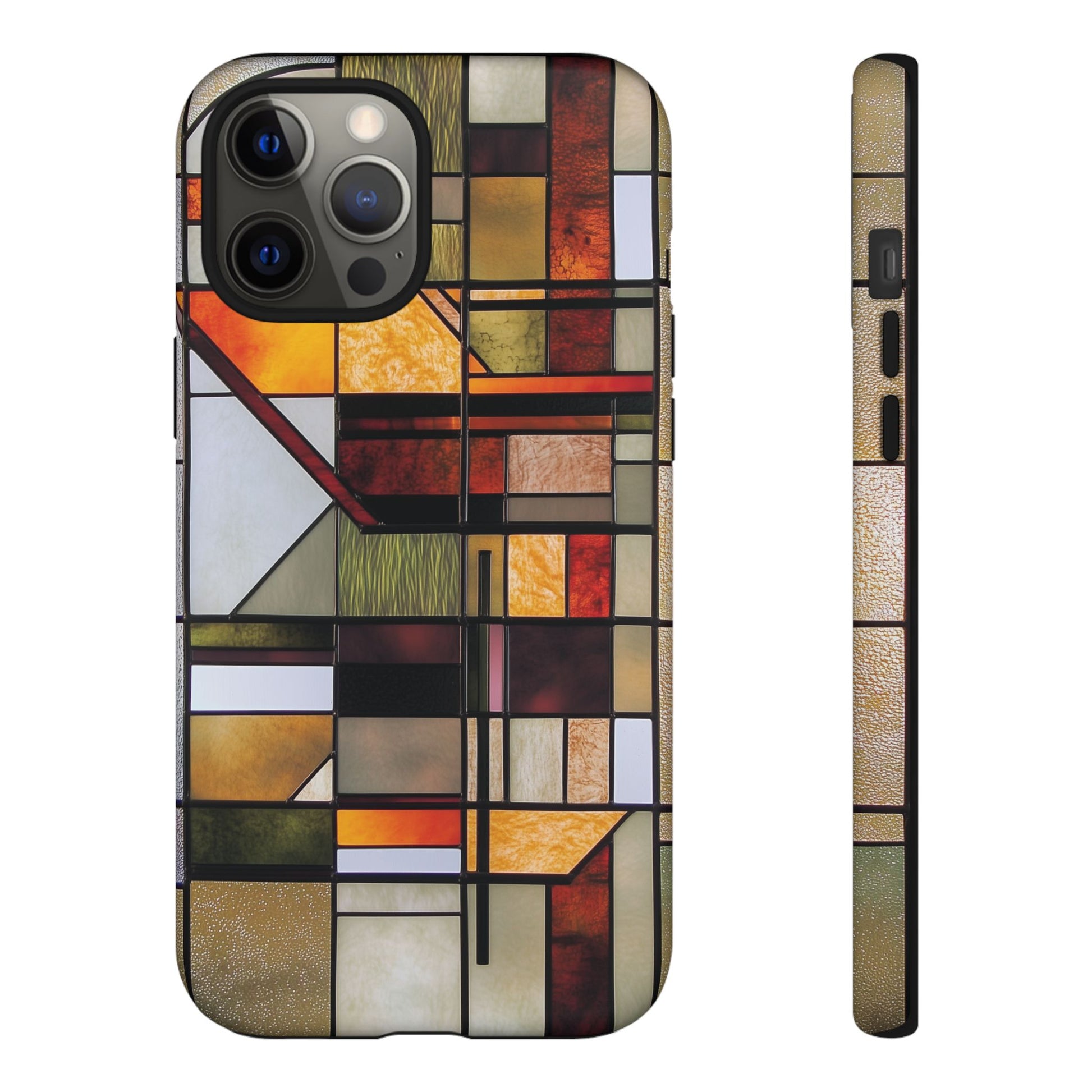 Stained Glass Phone Case Art Deco Frank Lloyd Wright Cottage Core Usonian Prairie Style Geometric Stylish  iPhone 14 15 16 Pro