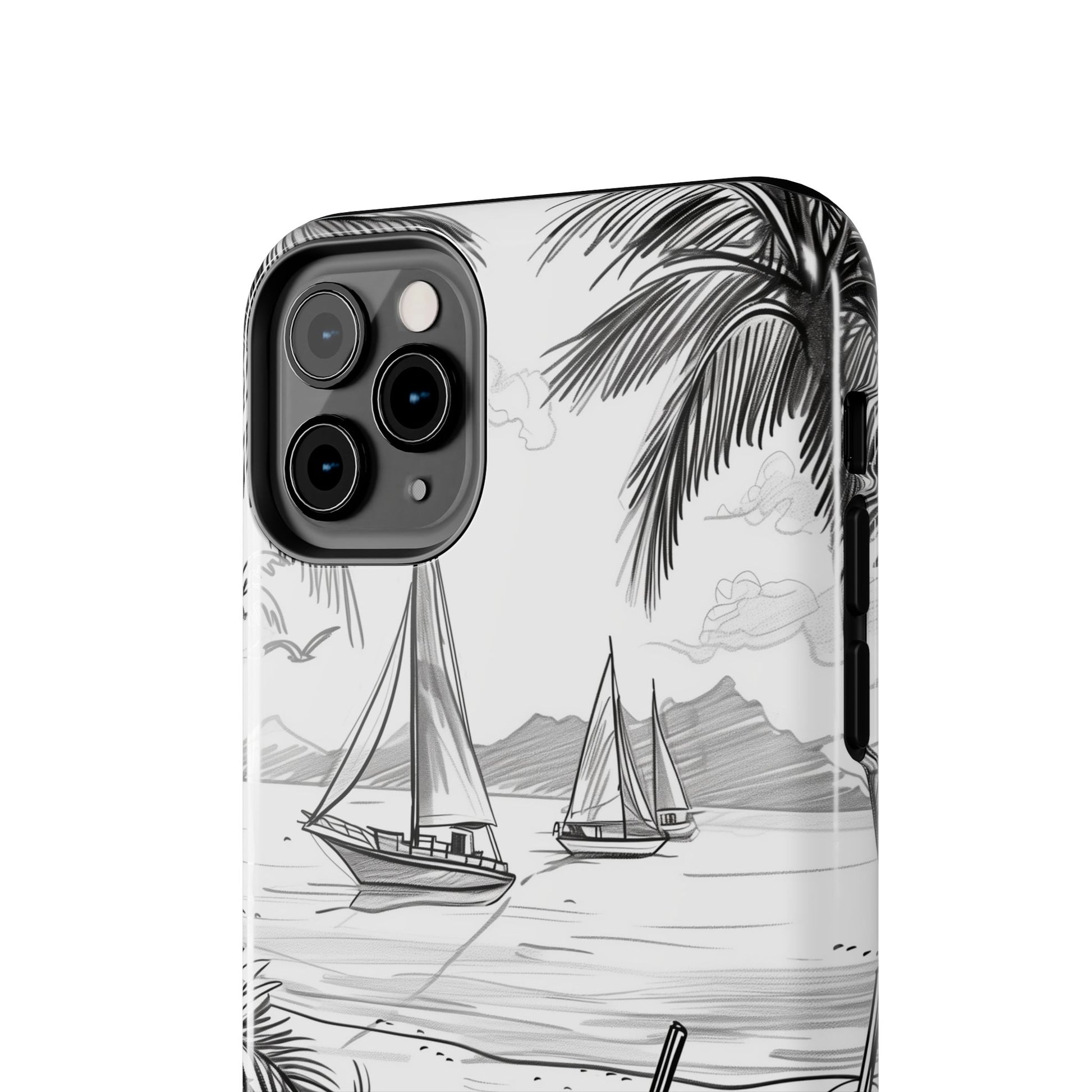 Beach Vibes Phone Case: Hand-Drawn Tiki Drinks & Tropical Paradise Design