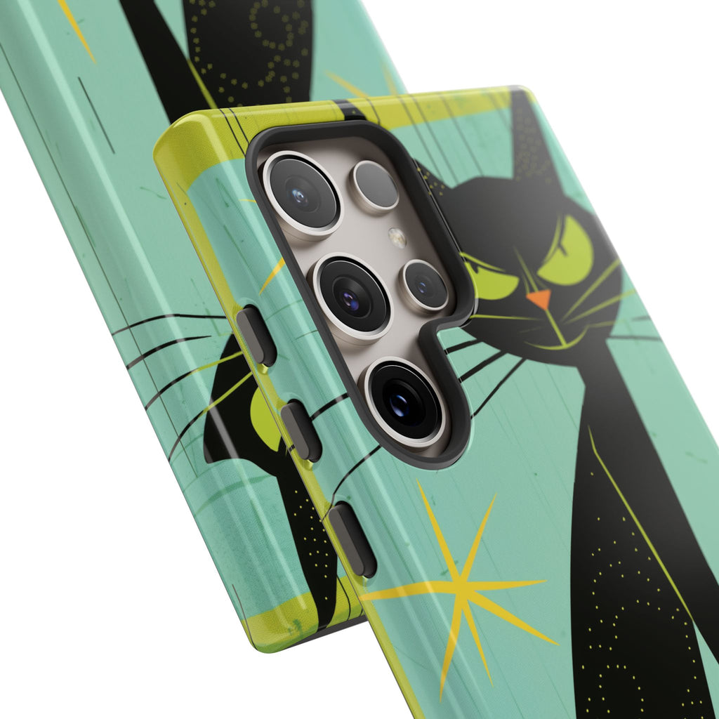Mid-Century Modern Phone Case, Mid Mod Android Case, Atomic Cats Android Case, Retro Chic Smartphone Cover, Unique Artistic Phone Accessory