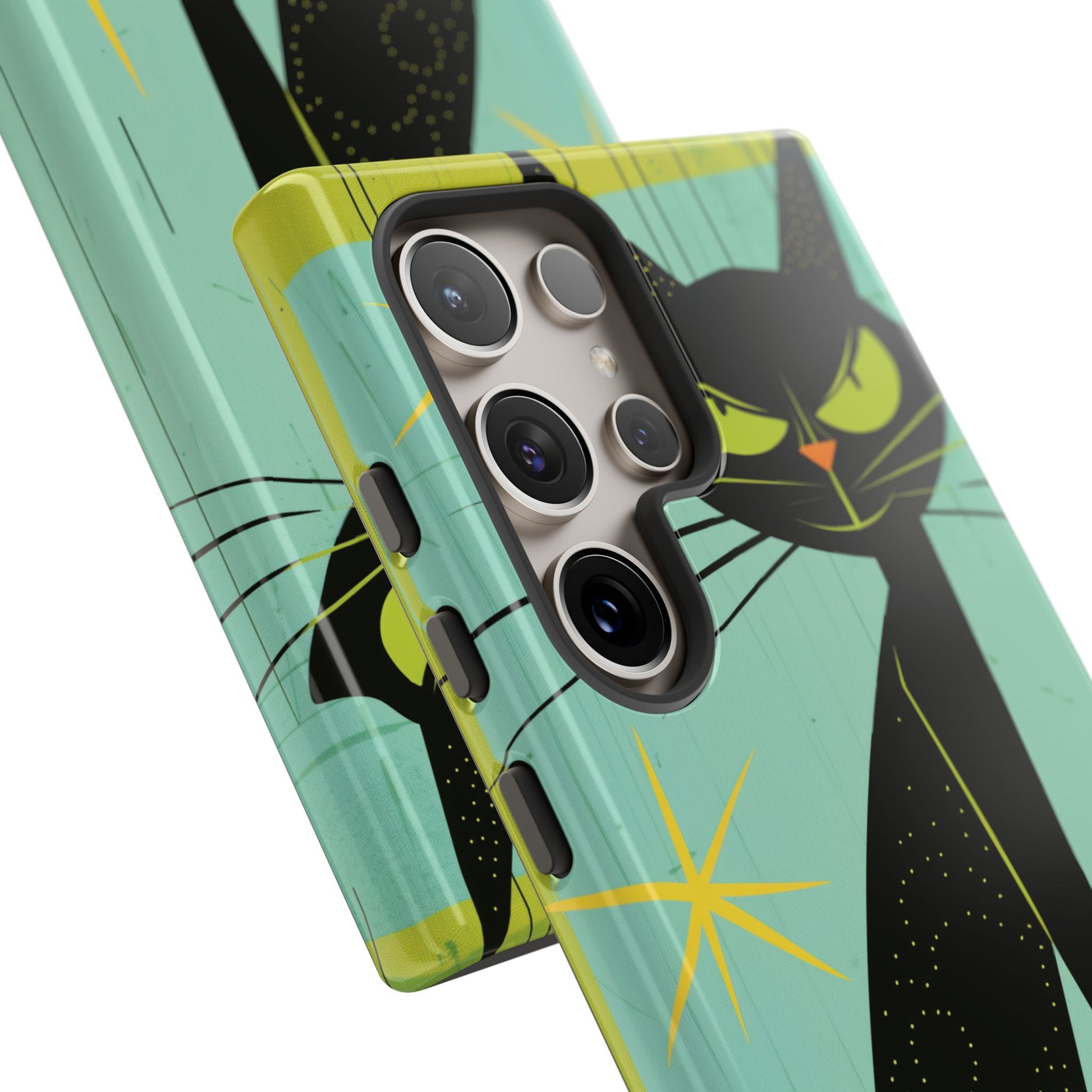 Mid-Century Modern Phone Case, Mid Mod Android Case, Atomic Cats Android Case, Retro Chic Smartphone Cover, Unique Artistic Phone Accessory