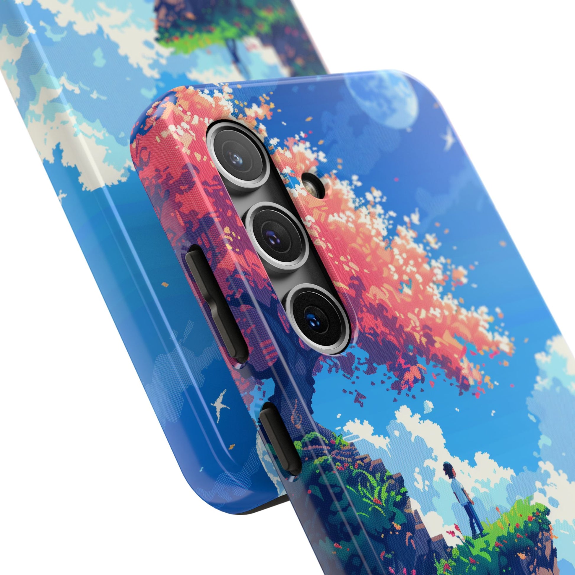 Pixel Art Video Game Landscapes Phone Case, Retro Gaming Pixelated Design, Geeky Gamer Phone Cover, Unique Video Game Art Accessories