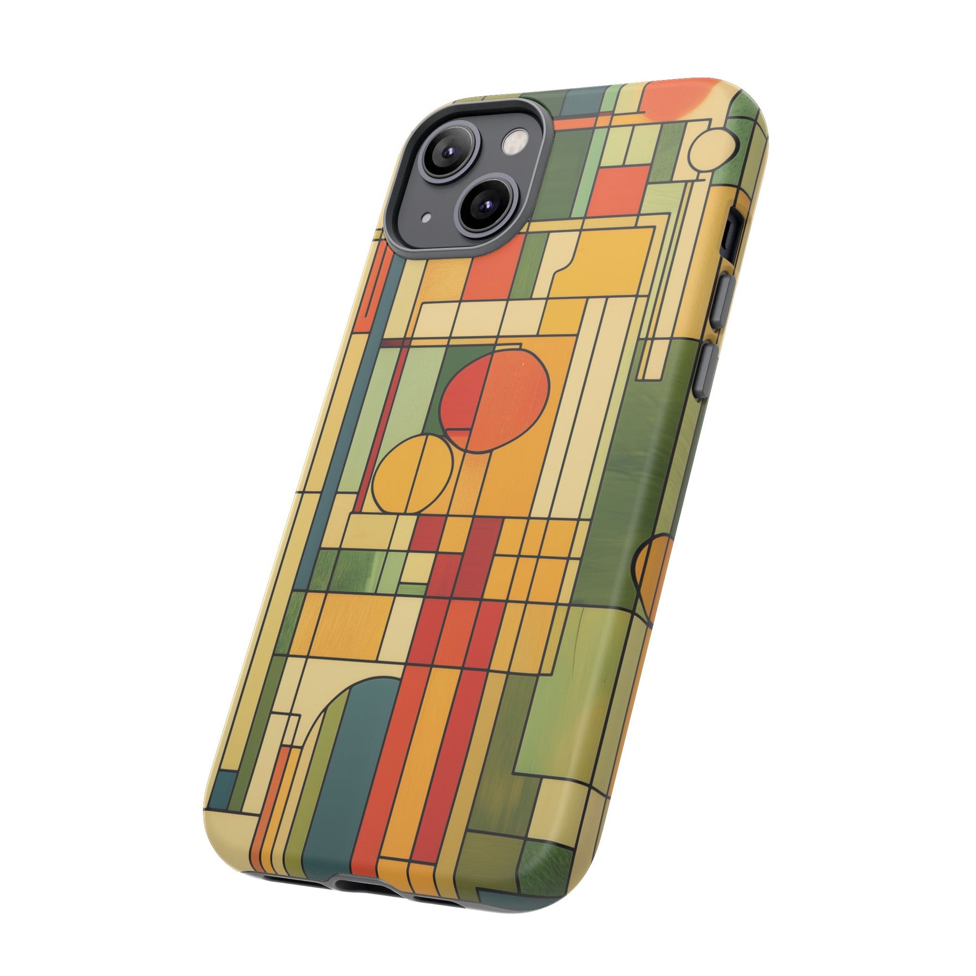 Frank Lloyd Wright Inspired Prairie Style Usonian Phone Case Geometric Stained Glass Art Deco 13 14 15 16 iPhone Pro Max Galaxy Pixel