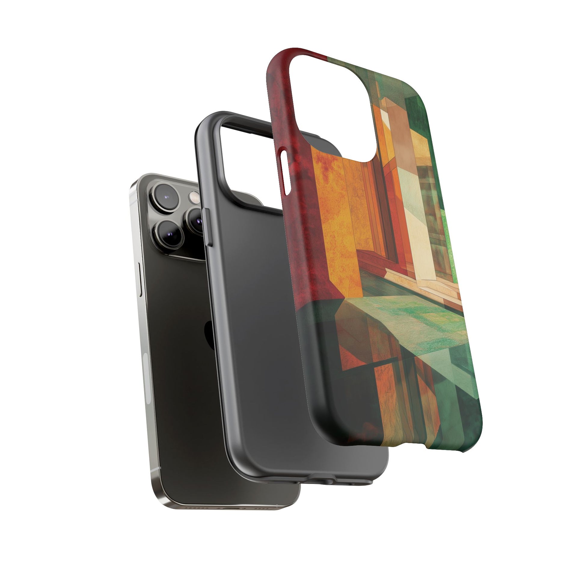 Art Deco Frank Lloyd Wright Inspired Usonian Phone Case Geometric Stained Glass Art Deco Marble Gold 13 14 15 16 iPhone Pro Max Galaxy Pixel