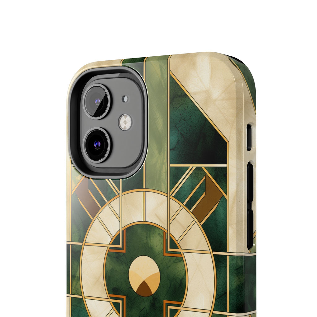 Green Frank Lloyd Wright Inspired Phone Case - Geometric Elegance for iPhone Models